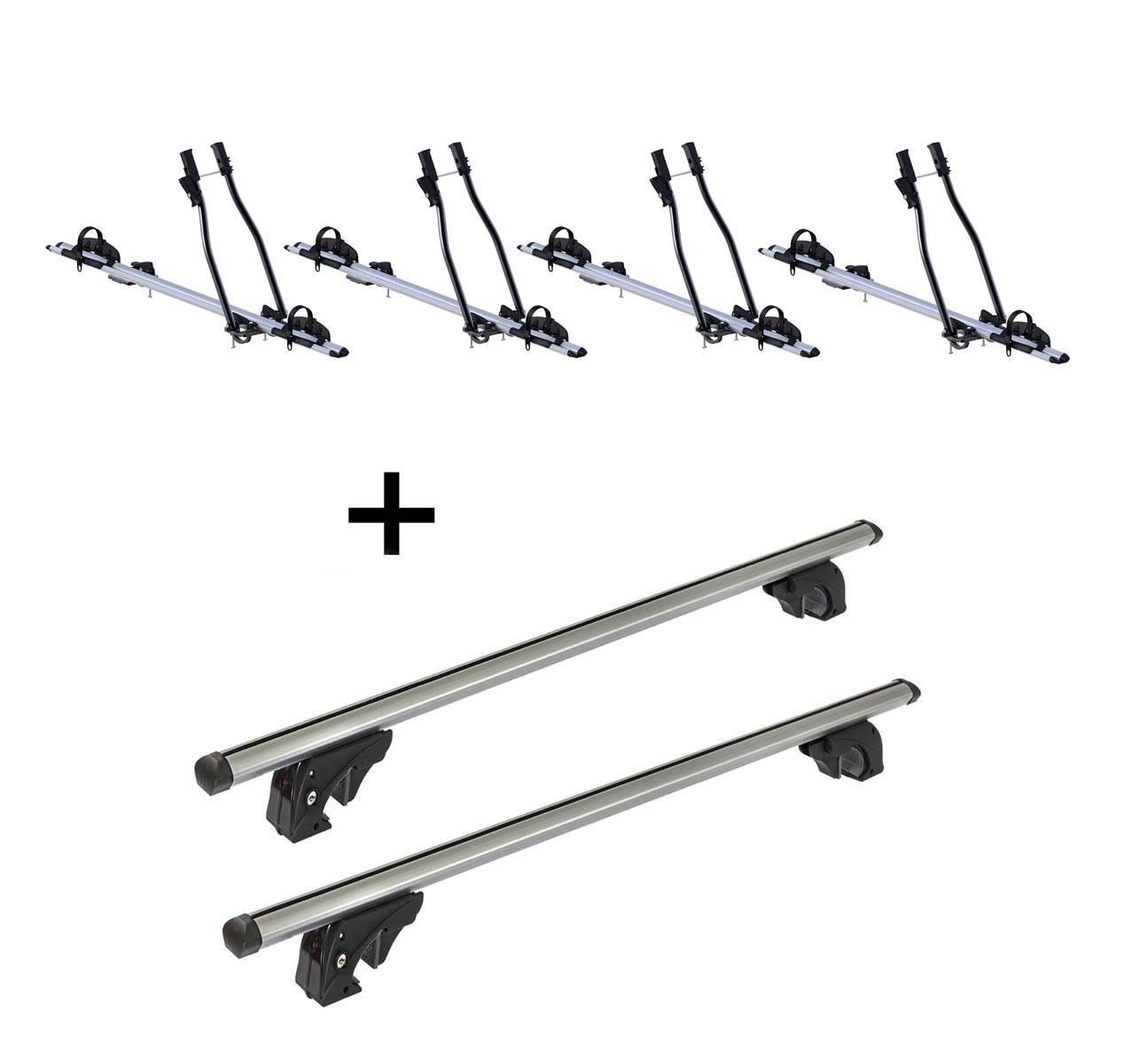 4x Fahrradträger SAGITTAR + Dachträger/Relingträger VDP LION2 kompatibel mit für VW Tiguan II (AD1) (5 Türer) ab 16