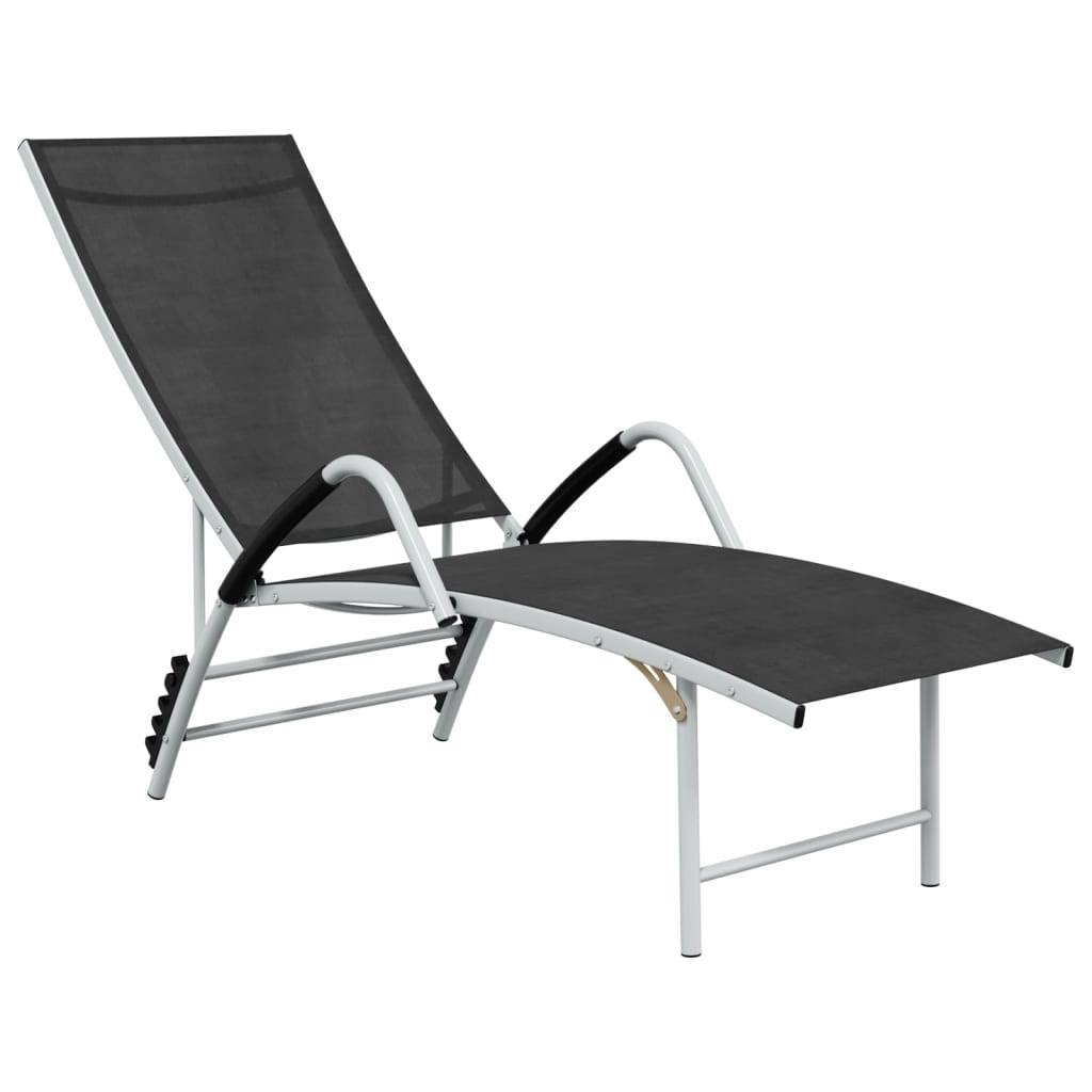vidaXL Sonnenliege Textilene und Aluminium Schwarz