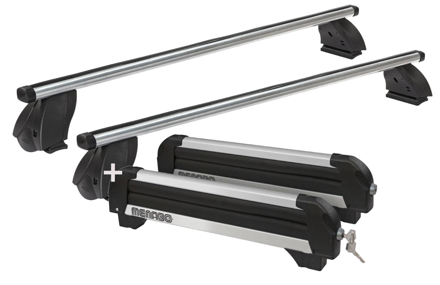 Skiträger ICEBERG 4 Paar Ski + Dachträger K1 PRO Aluminium kompatibel mit für VW Caddy (2K) Panel 10-15