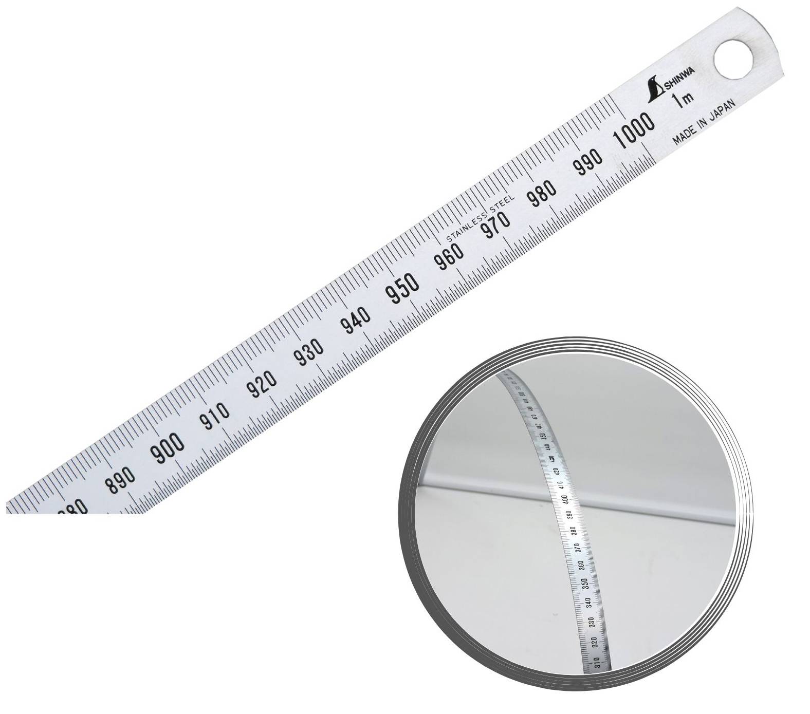 Shinwa 29033 Flexibles Lineal aus Edelstahl 100 cm - Stahllineal Metalllineal - 12547