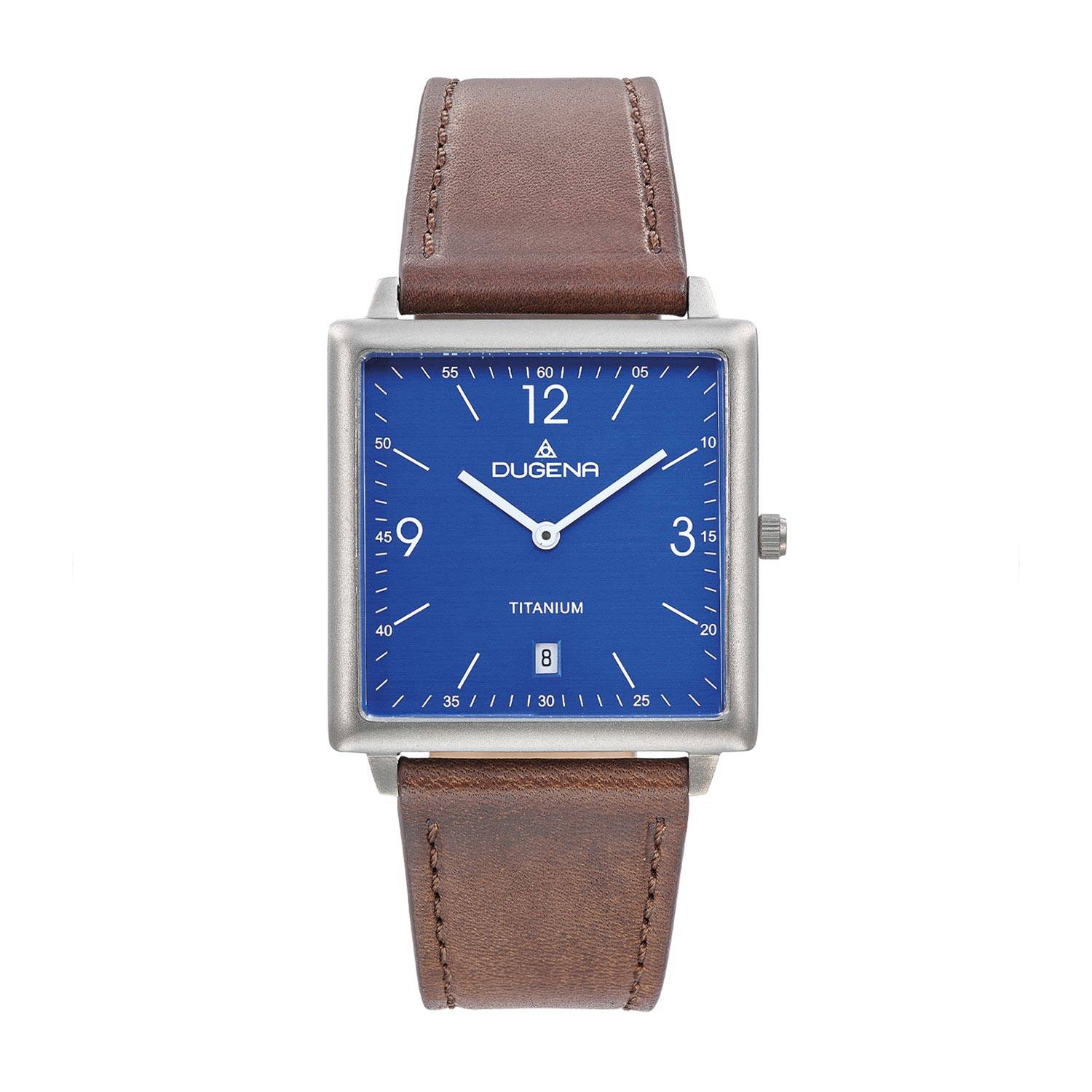 Dugena Mannheim, Quarz, für Herren, Lederarmband, Mineralglas, wasserdicht, 3 bar