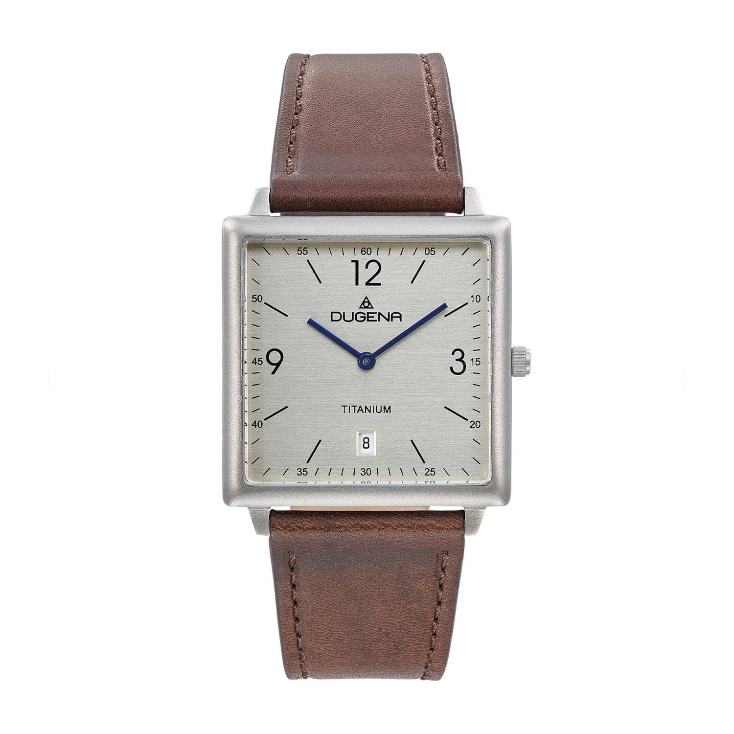 Dugena Mannheim, Quarz, für Herren, Lederarmband, Mineralglas, wasserdicht, 3 bar