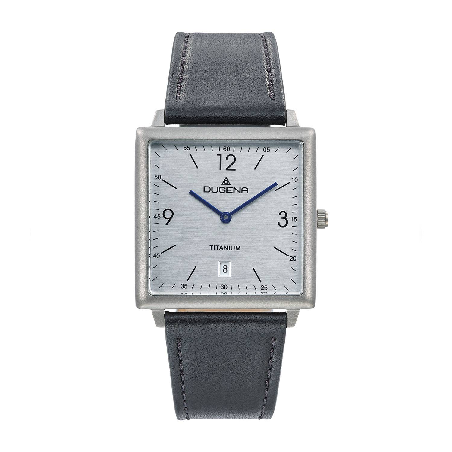 Dugena Mannheim, Quarz, für Herren, Lederarmband, Mineralglas, wasserdicht, 3 bar