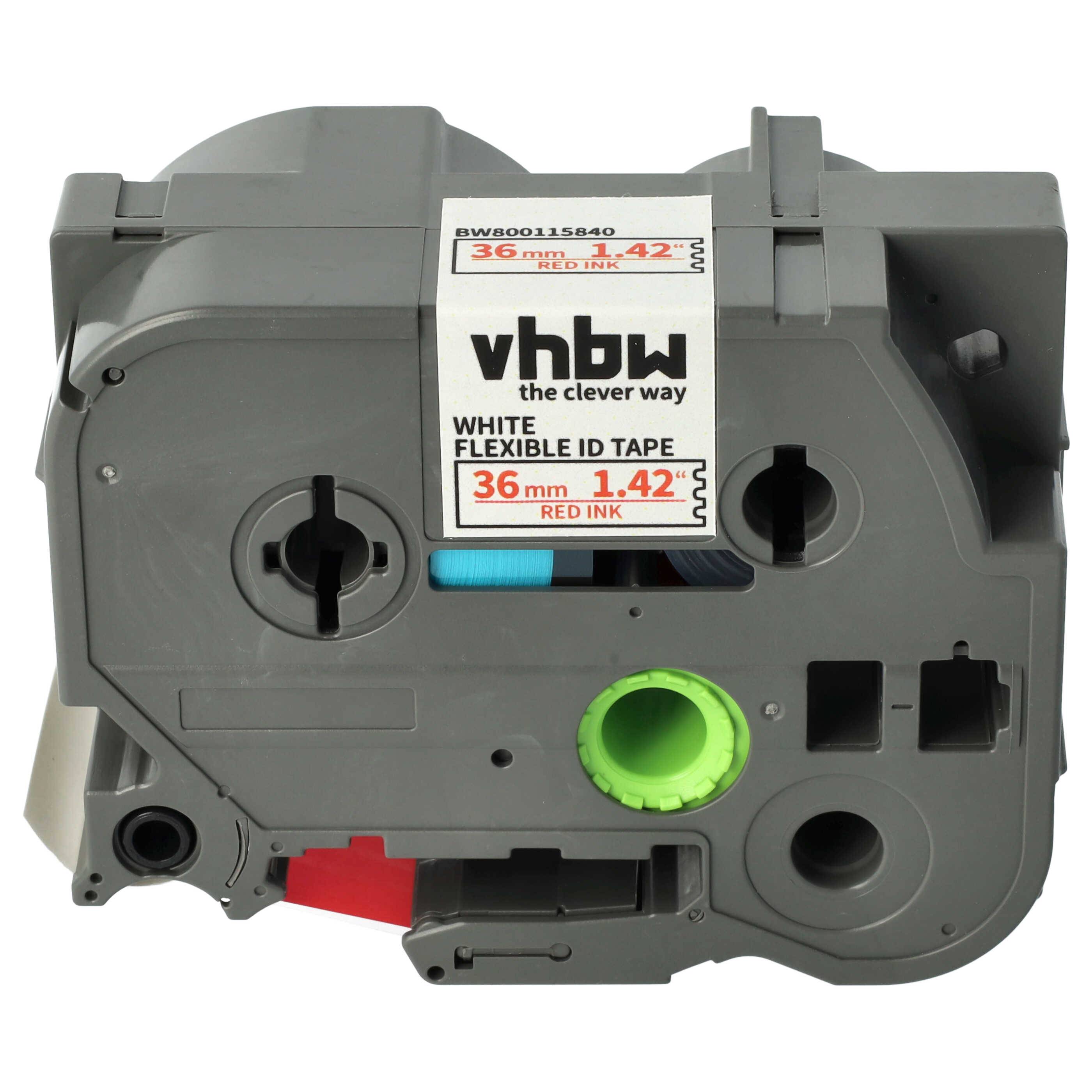 vhbw Schriftband-Kassette Ersatz für Brother TZE-FX262 für Etiketten-Drucker 8m x 36mm Rot auf Weiß, Flexibel