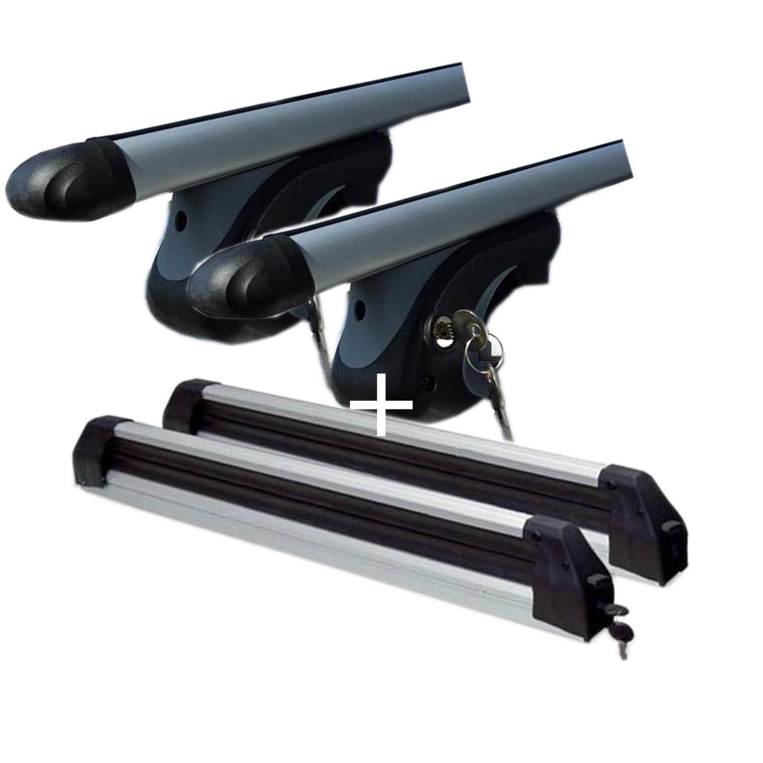 Skiträger Silver Ice ausziehbar + Relingträger VDP L135 kompatibel mit für Mercedes GLB (X247) (5 Türer) ab 2019