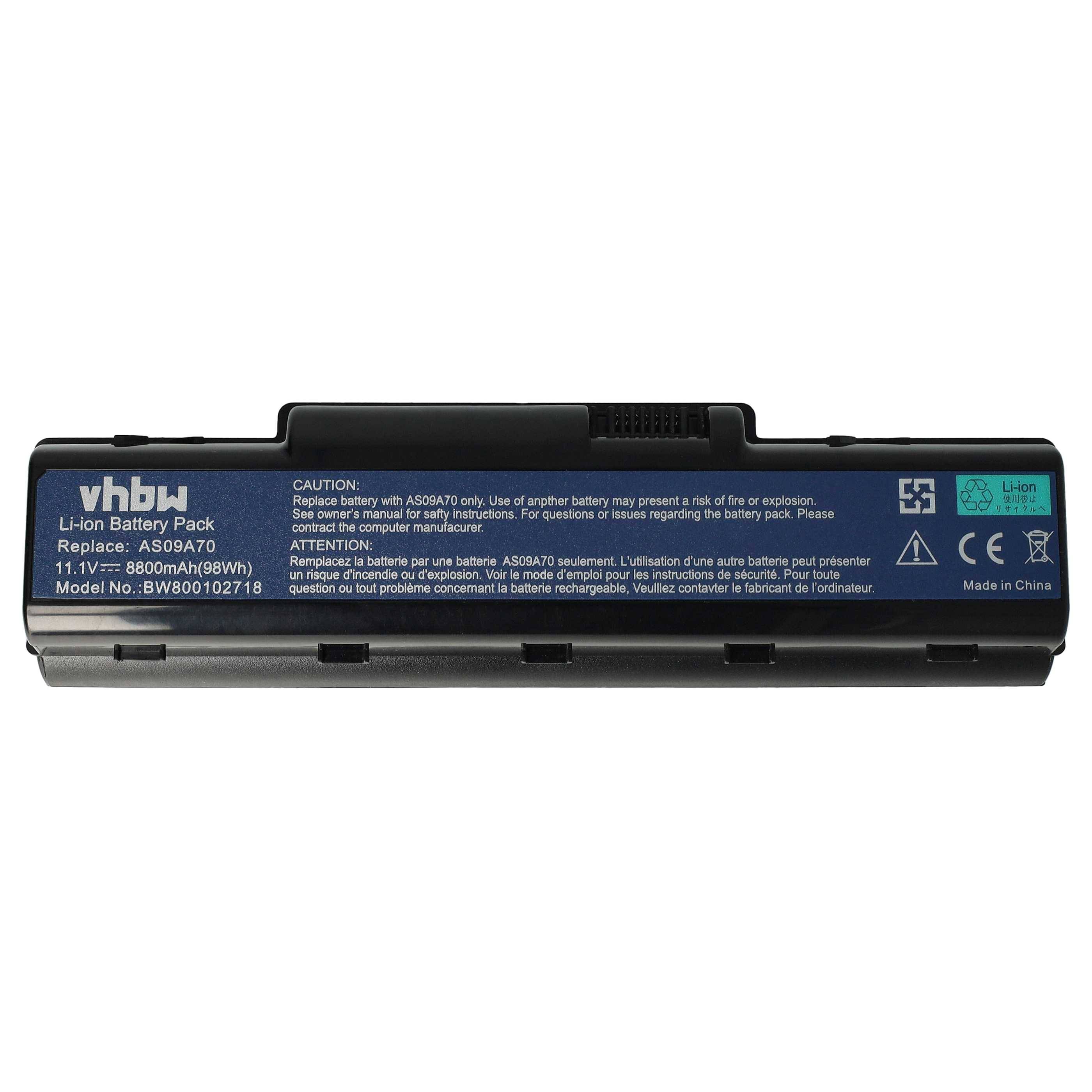 vhbw Akku kompatibel mit Acer eMachines MS2273 Notebook (8800 mAh, 11,1 V, Li-Ion)