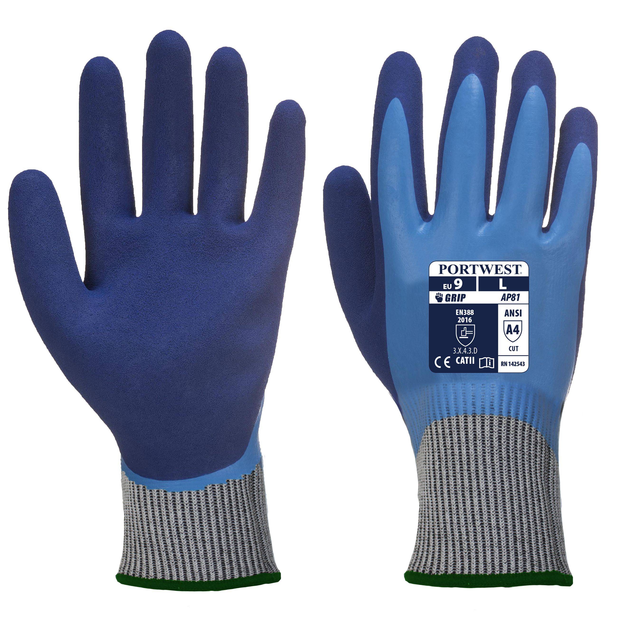 Portwest Cut D Liquid Pro HR Handschuh Farbe: Blau, Gr.: 9 (L)