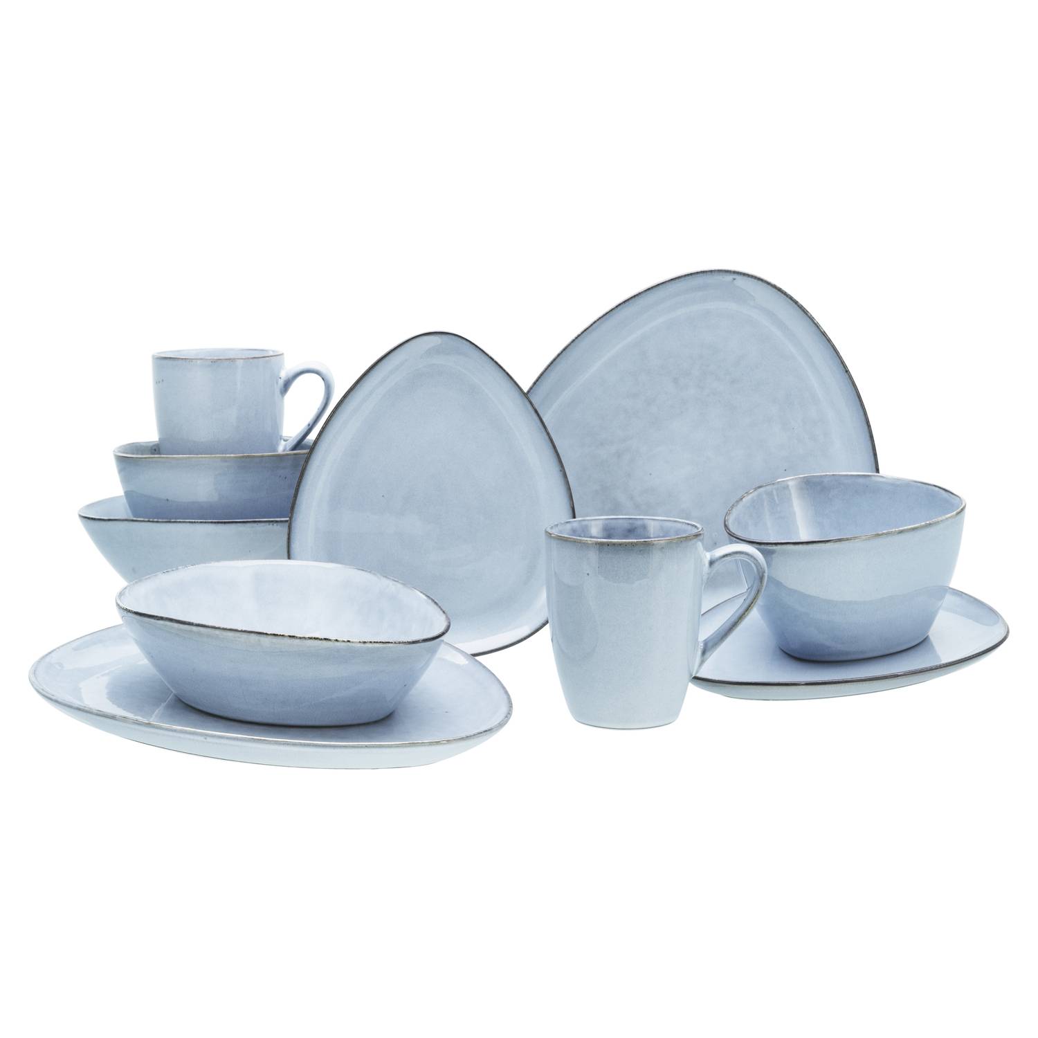 CreaTable 16635 Kombiservice Cloudy für 2 Personen, Steinzeug, blau (1 Set, 10-teilig)