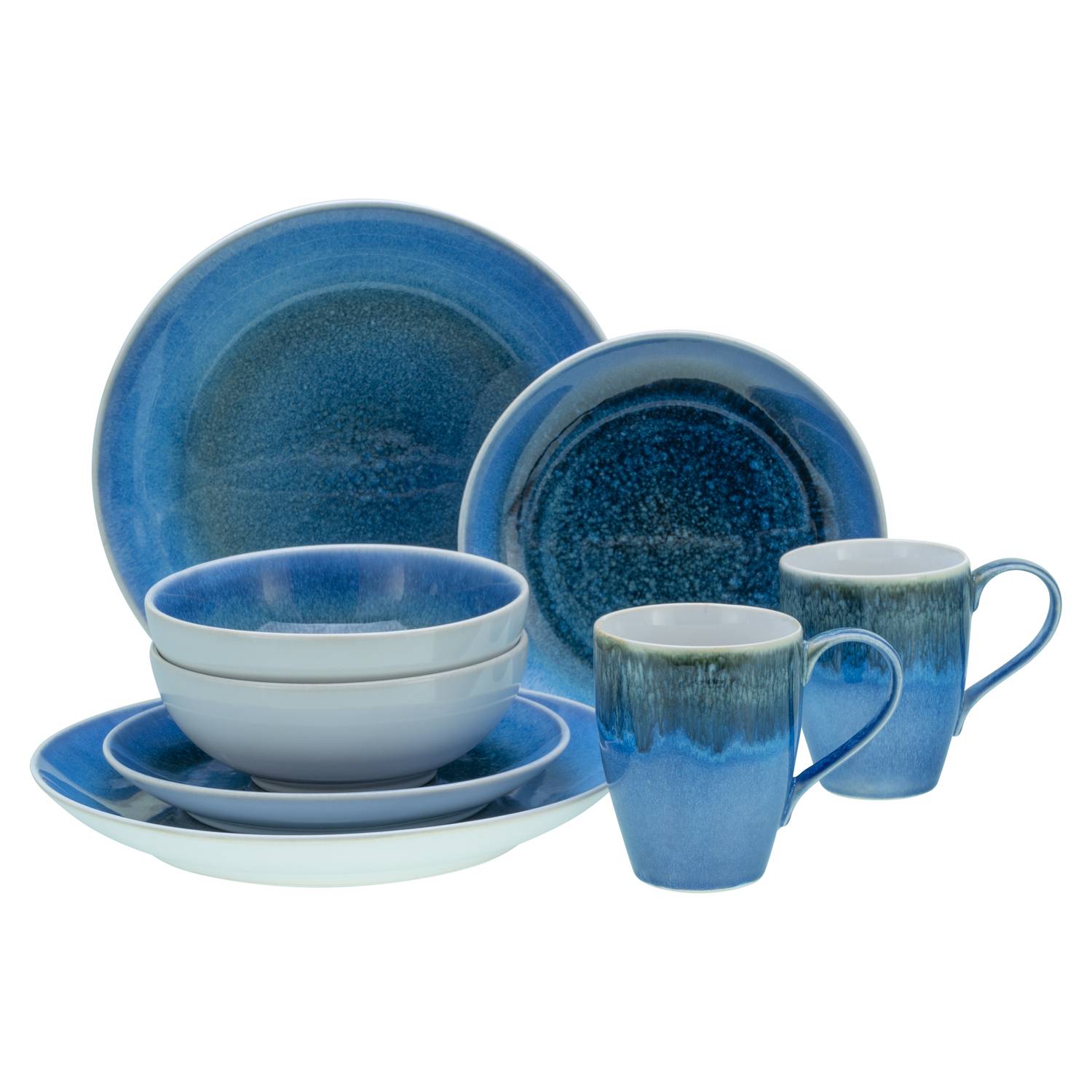 CreaTable 25862 Kombiservice Caldera für 2 Personen, Steinzeug, blau (1 Set, 8-teilig)