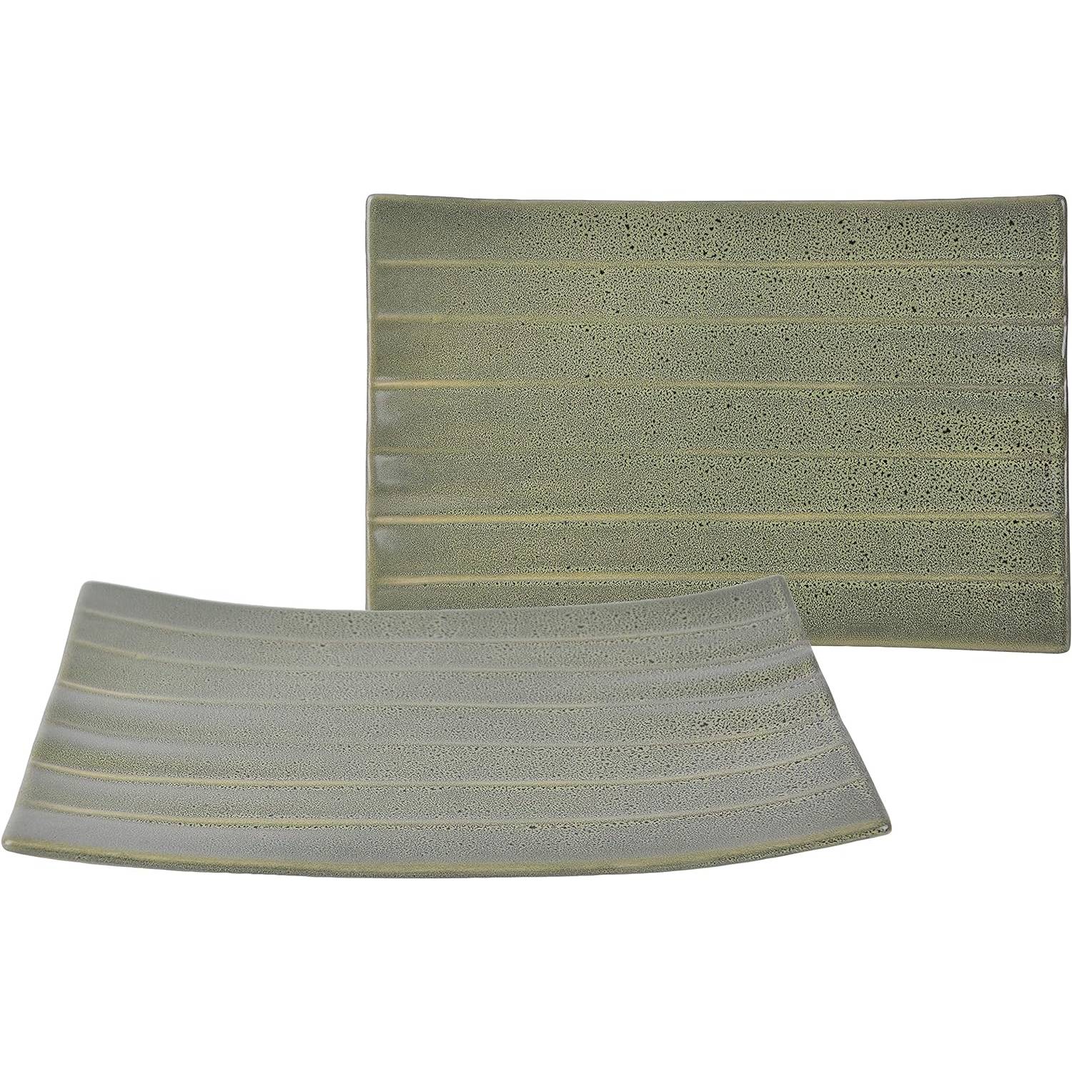 CreaTable 33981 Serviergeschirr Streat Food für 2 Personen, Steinzeug, grün (1 Set, 2-teilig)