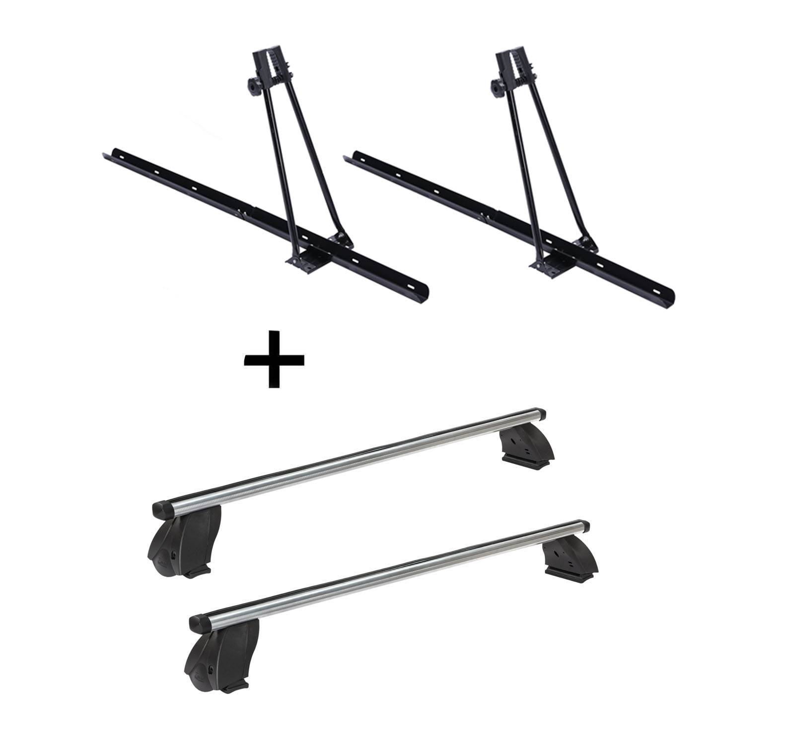 2x Fahrradträger ORION + Dachträger K1 PRO Aluminium kompatibel mit für Renault Kangoo Express (Mk1) (5Türer) 98-07