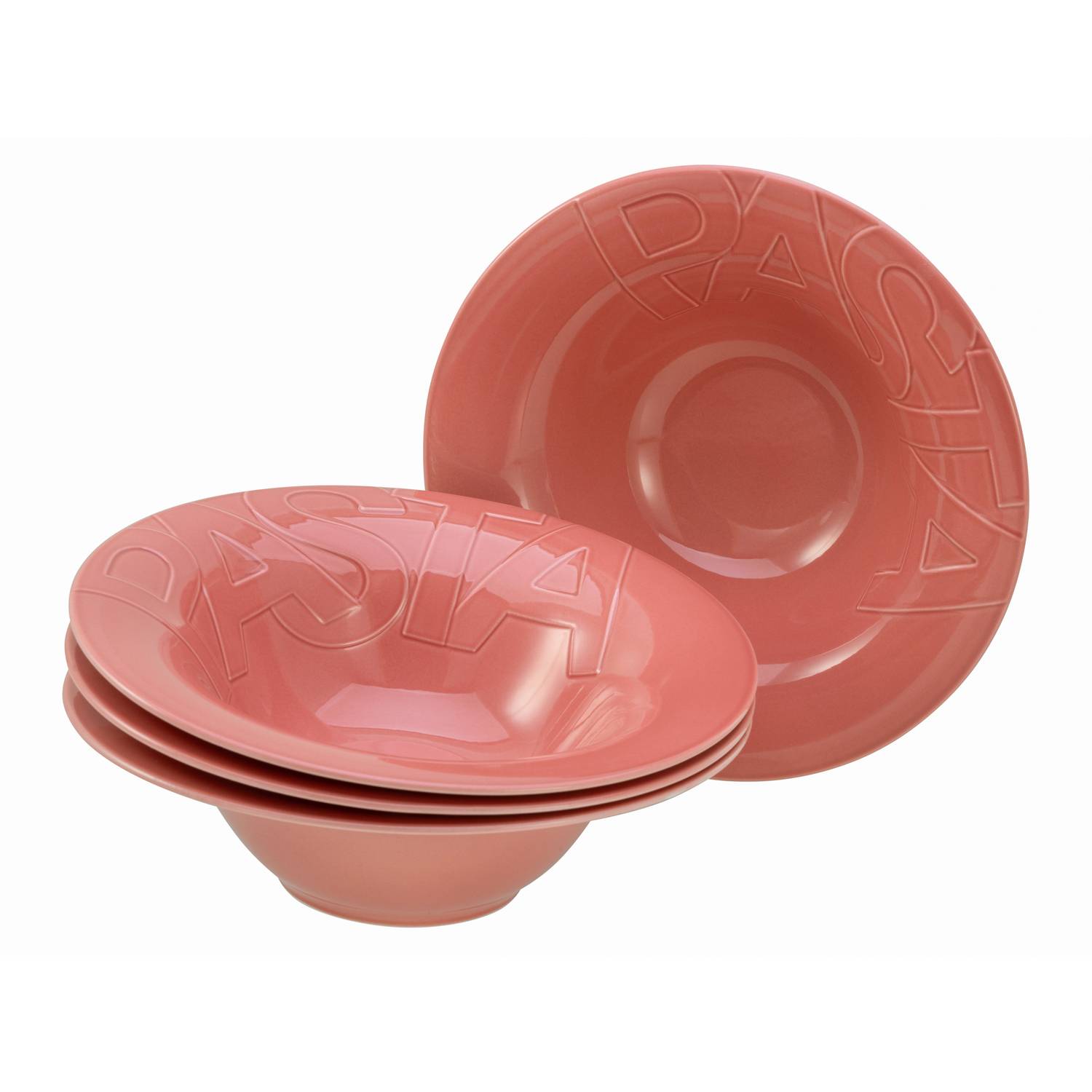 CreaTable 21669 Gourmet Pastateller Porzellan Ø 27 cm, rot, 4-teilig (1 Set)