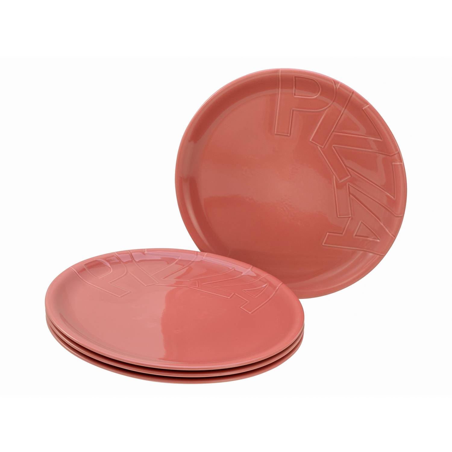 CreaTable 21668 Gourmet Pizzateller Porzellan Ø 32 cm, rot, 4-teilig (1 Set)