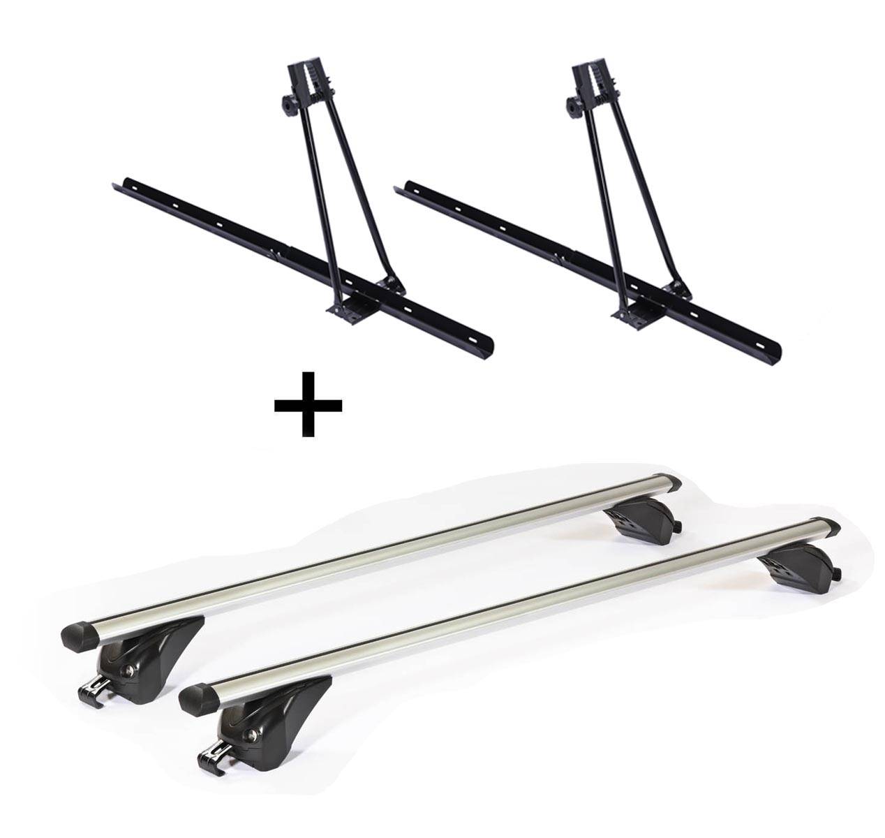 2x Fahrradträger ORION + Dachträger/Relingträger VDP KING1 kompatibel mit für Jeep Compass II (5 Türer) ab 17