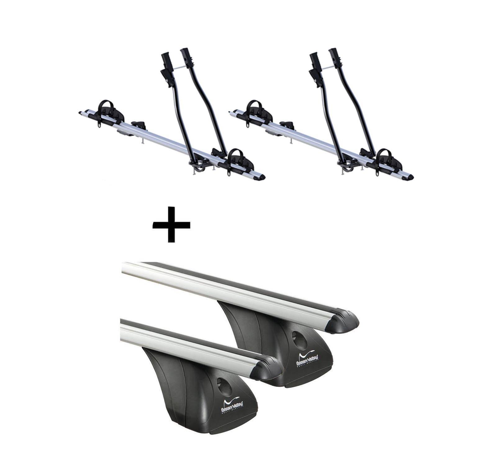 2x Fahrradträger SAGITTAR + Dachträger VDP kompatibel mit für Fiat 500 L Living 5 Türer ab 2013