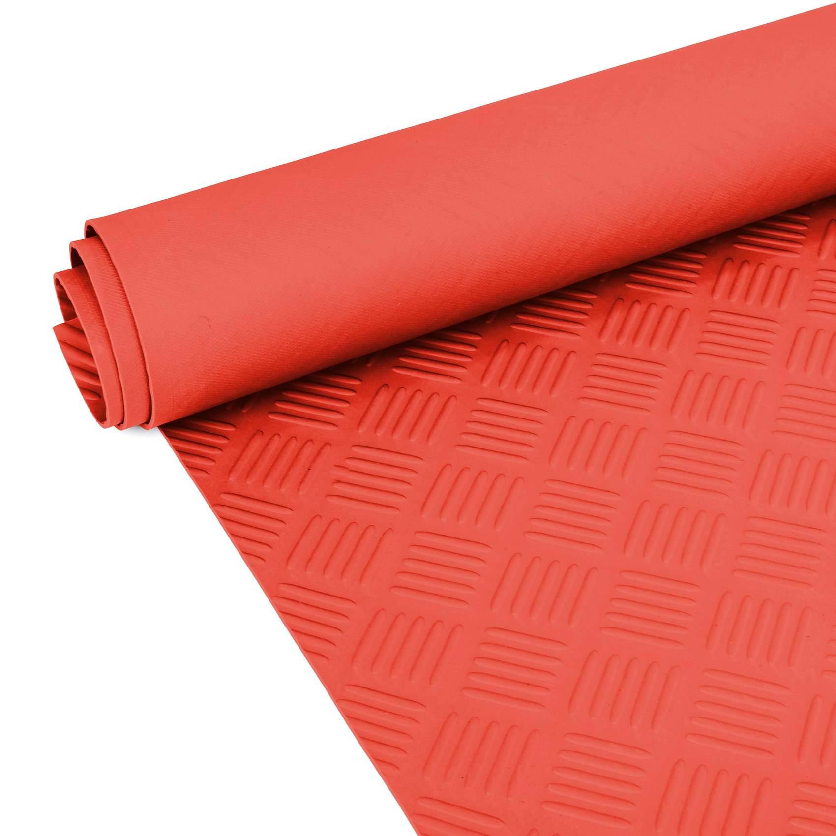Gummimatte Premium Bodenmatte Bodenbelag TPE Riffelblech rot Breite 100 cm Länge 320 cm