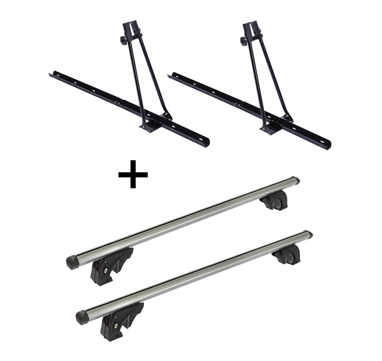 2x Fahrradträger ORION + Dachträger/Relingträger VDP LION1 kompatibel mit Daewoo Tacuma (5 Türer) 00-04