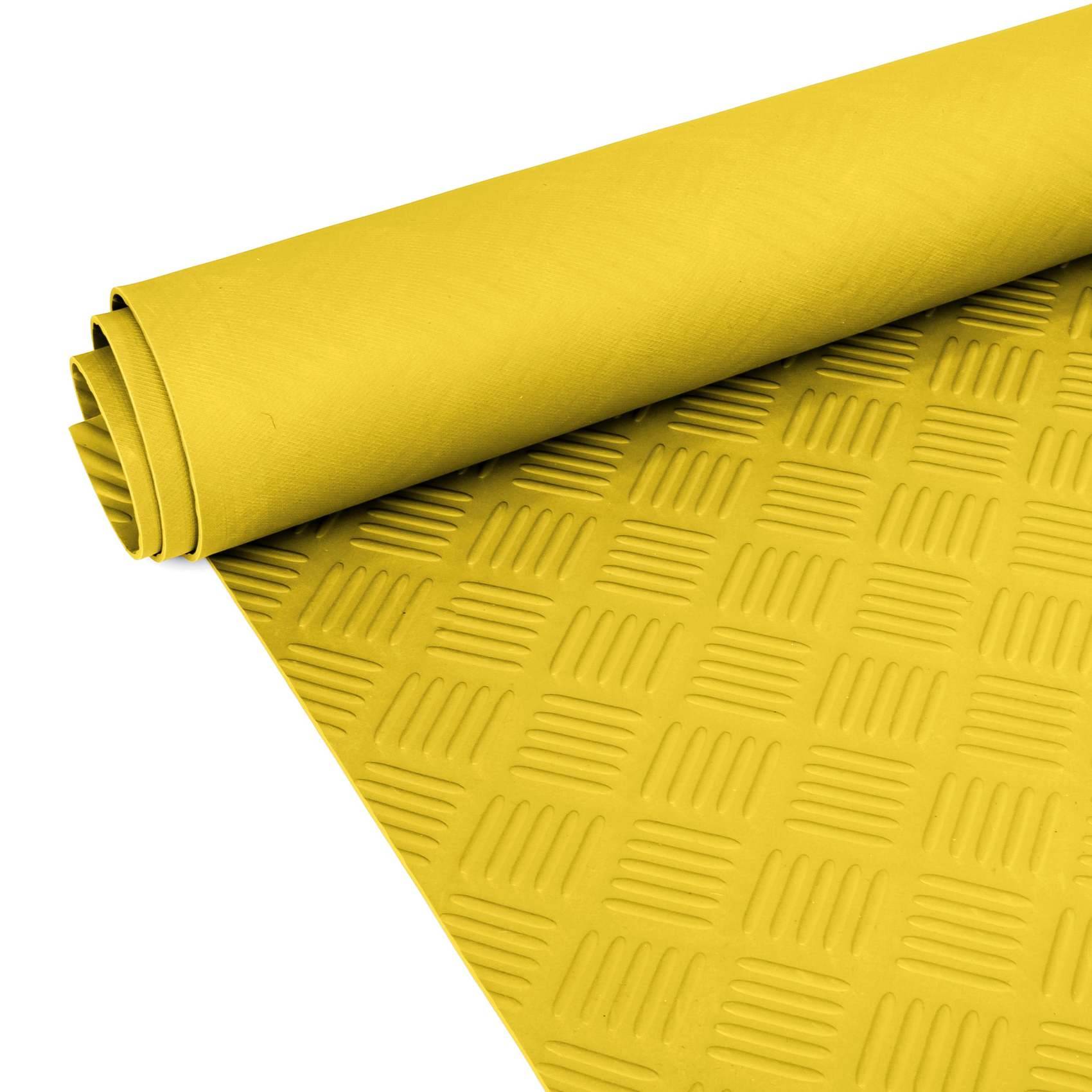 Gummimatte Premium Bodenmatte Bodenbelag TPE Riffelblech gelb Breite 100 cm Länge 140 cm
