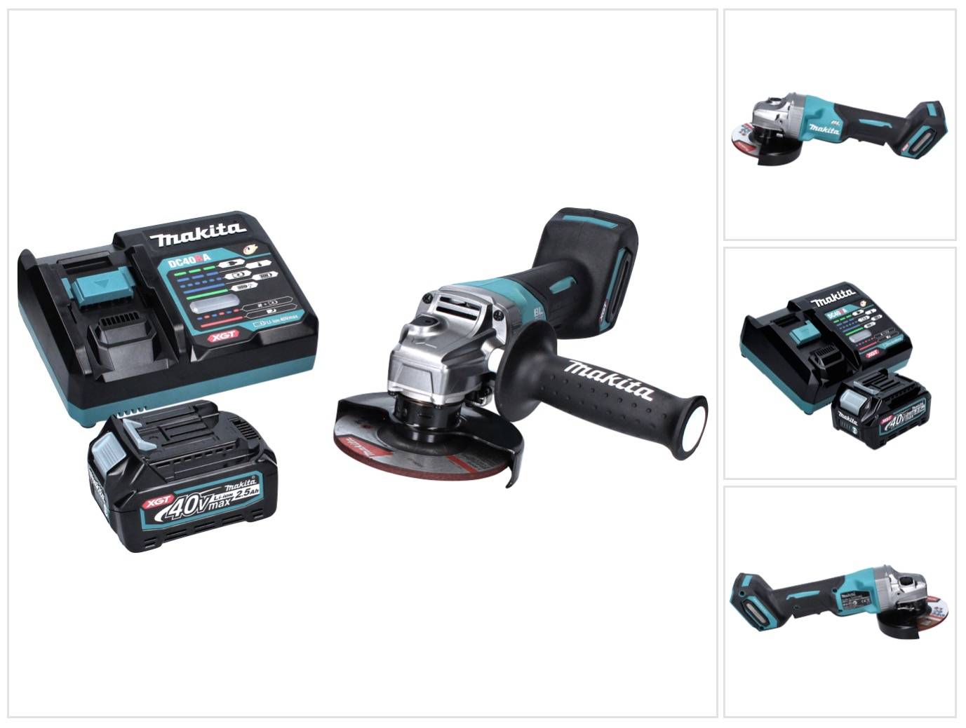 Makita GA 016 GD1 Akku Winkelschleifer 40 V max. 125 mm Brushless XGT + 1x Akku 2,5 Ah + Ladegerät