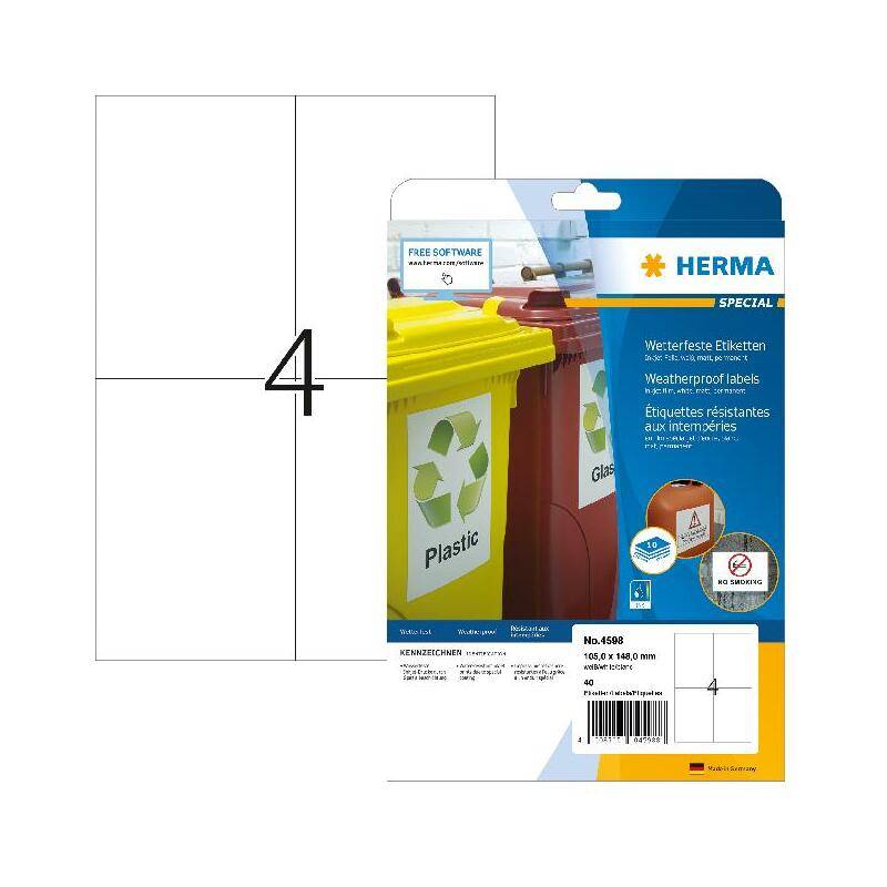 HERMA Inkjet Folien-Etiketten, 105 x 148 mm, weiß