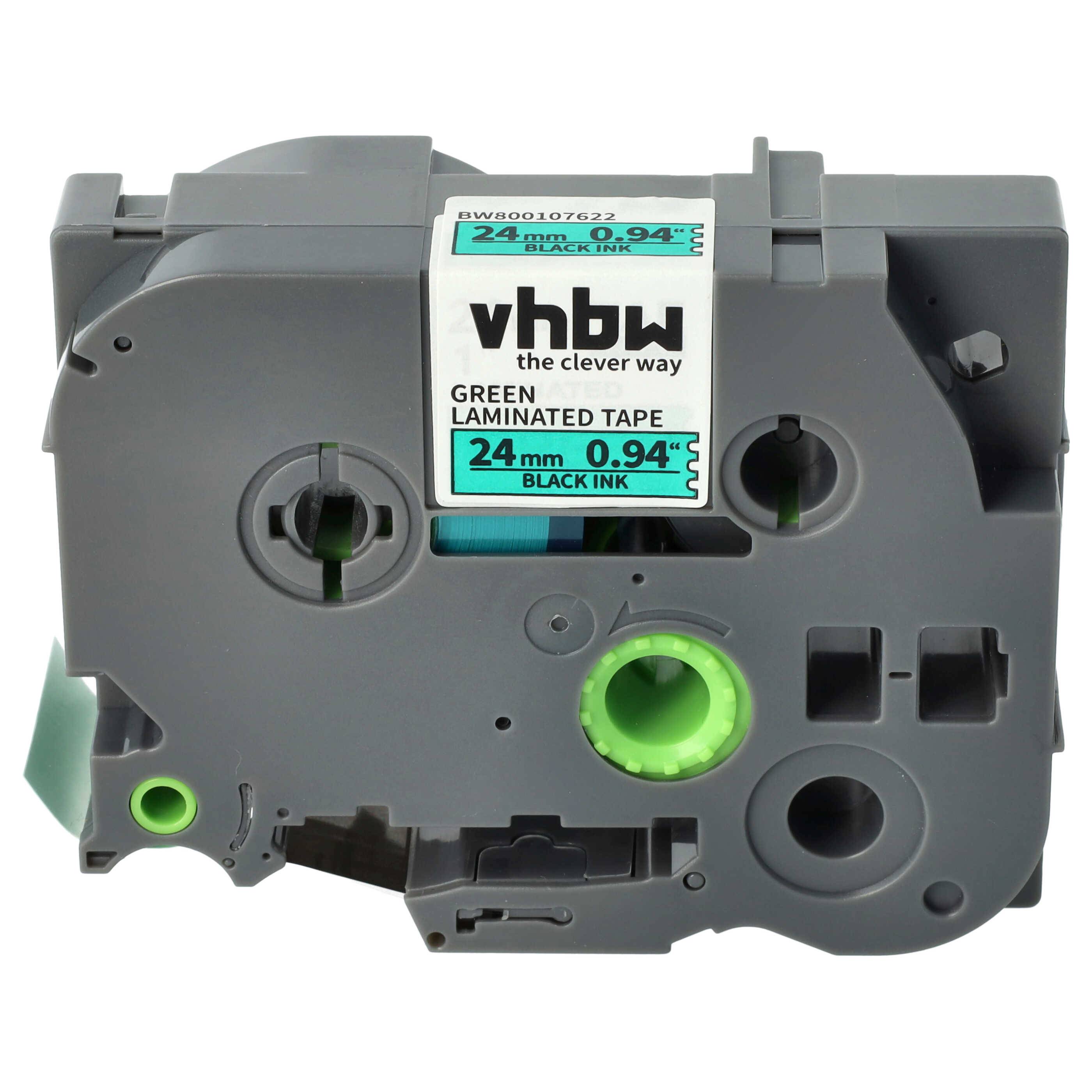 vhbw Schriftband-Kassette Ersatz für Brother TZ-751, TZE-751 für Etiketten-Drucker 8m x 24mm Schwarz auf Grün