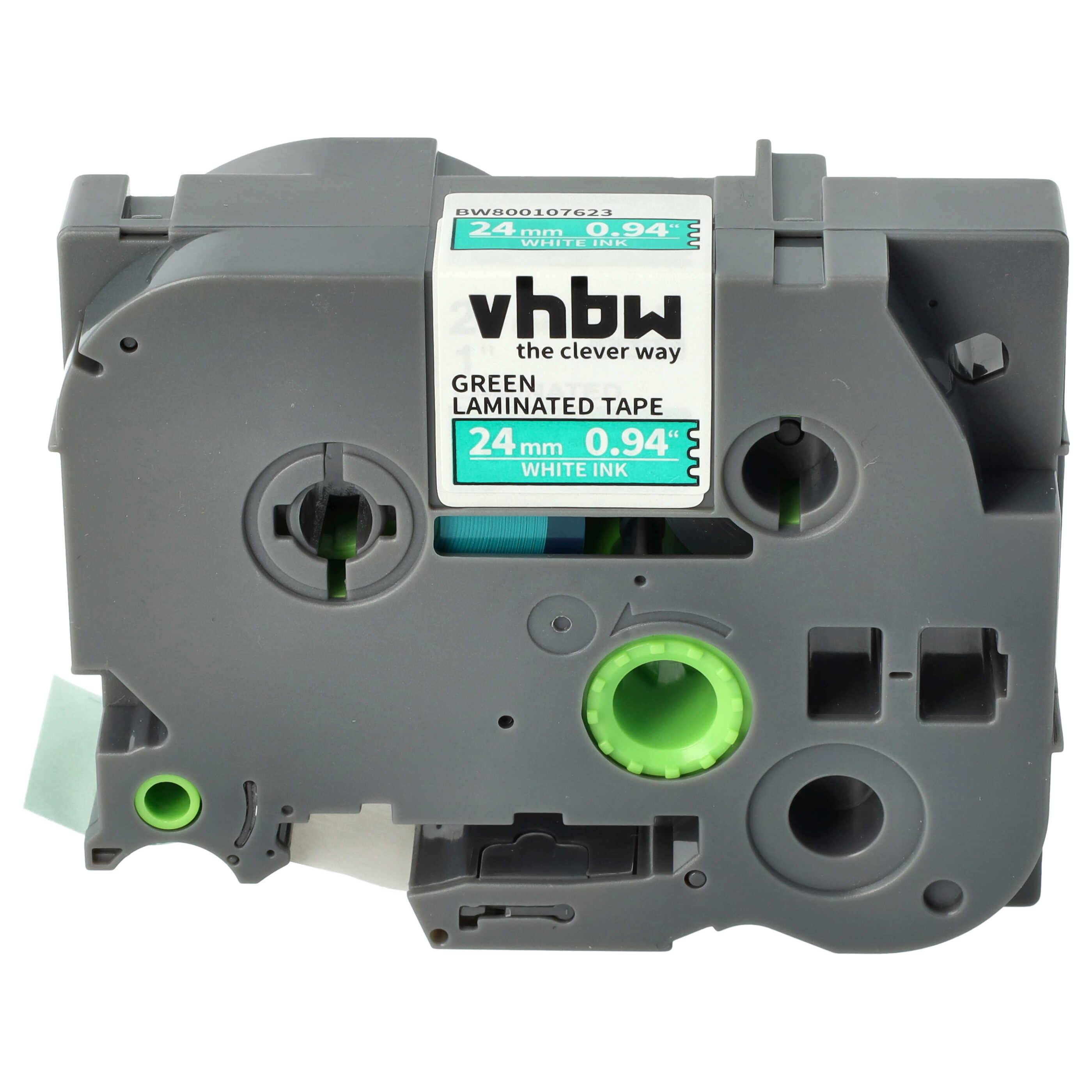 vhbw Schriftband-Kassette kompatibel mit Brother PT H 500 Li, P 700, RL 700 S Etiketten-Drucker 8m x 24mm Weiß auf Grün