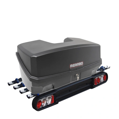 Menabo Kupplungsträger Heckträger Race 4 für 4 Räder + Transportbox Nekkar 300 Liter Menabo Kupplungsträger Heckträger Race 4 für 4 Räder + Transportbox Nekkar 300 Liter