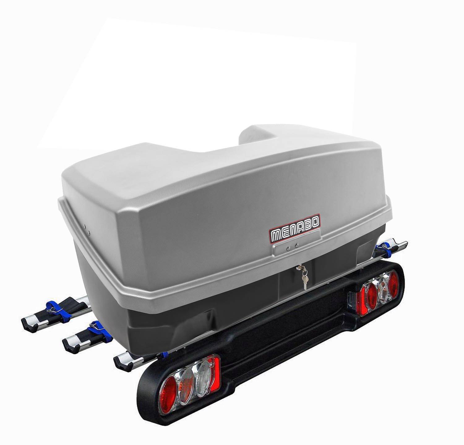 Race 3 Kupplungsträger Fahrradträger 3Räder klappbar QuickStop + Nekkar Gepäckbox silber