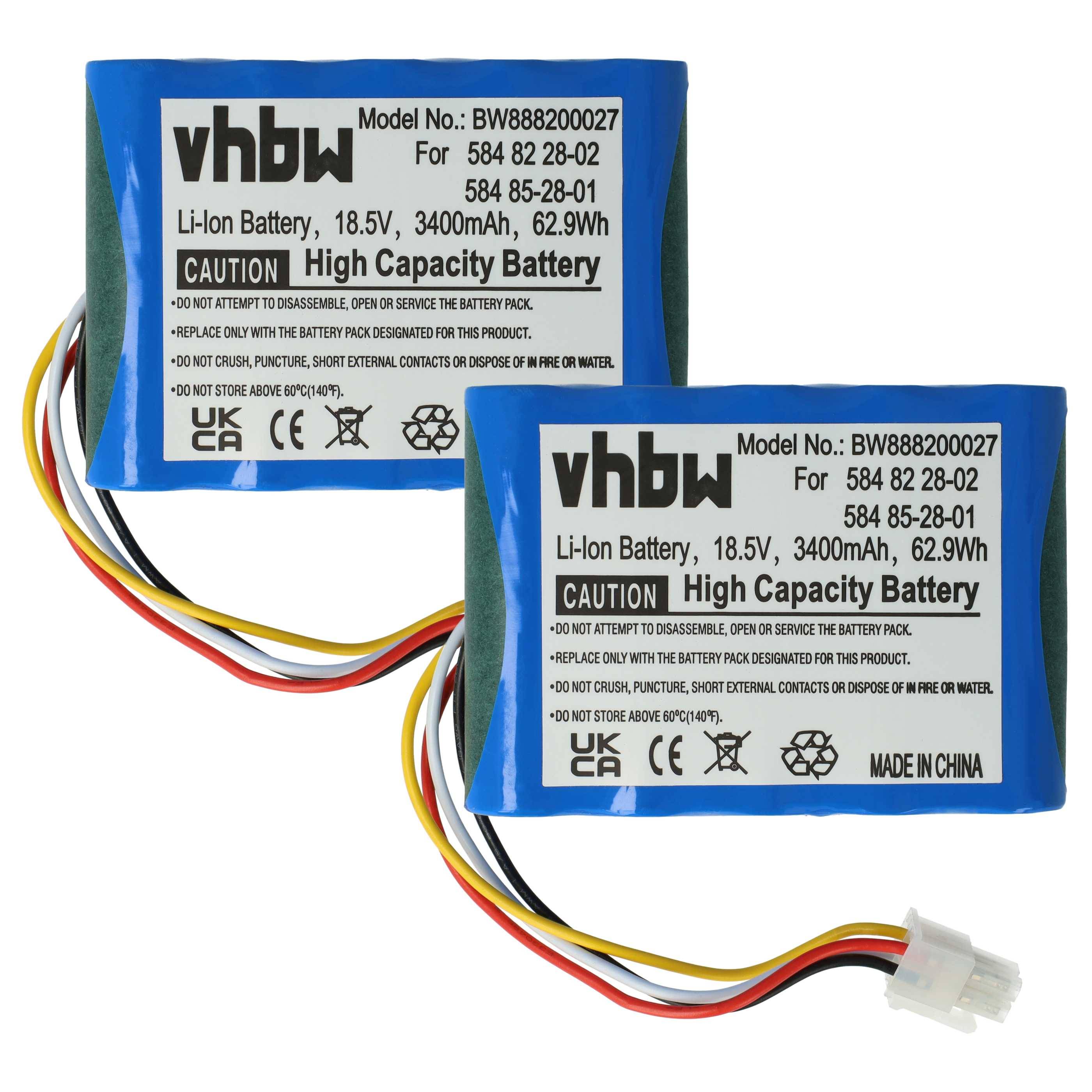 vhbw 2x Akku kompatibel mit Husqvarna Automower 315X, 315 Modell 2018, 315 Modell 2017 Rasenmäher (3400mAh 18,5V Li-Ion)