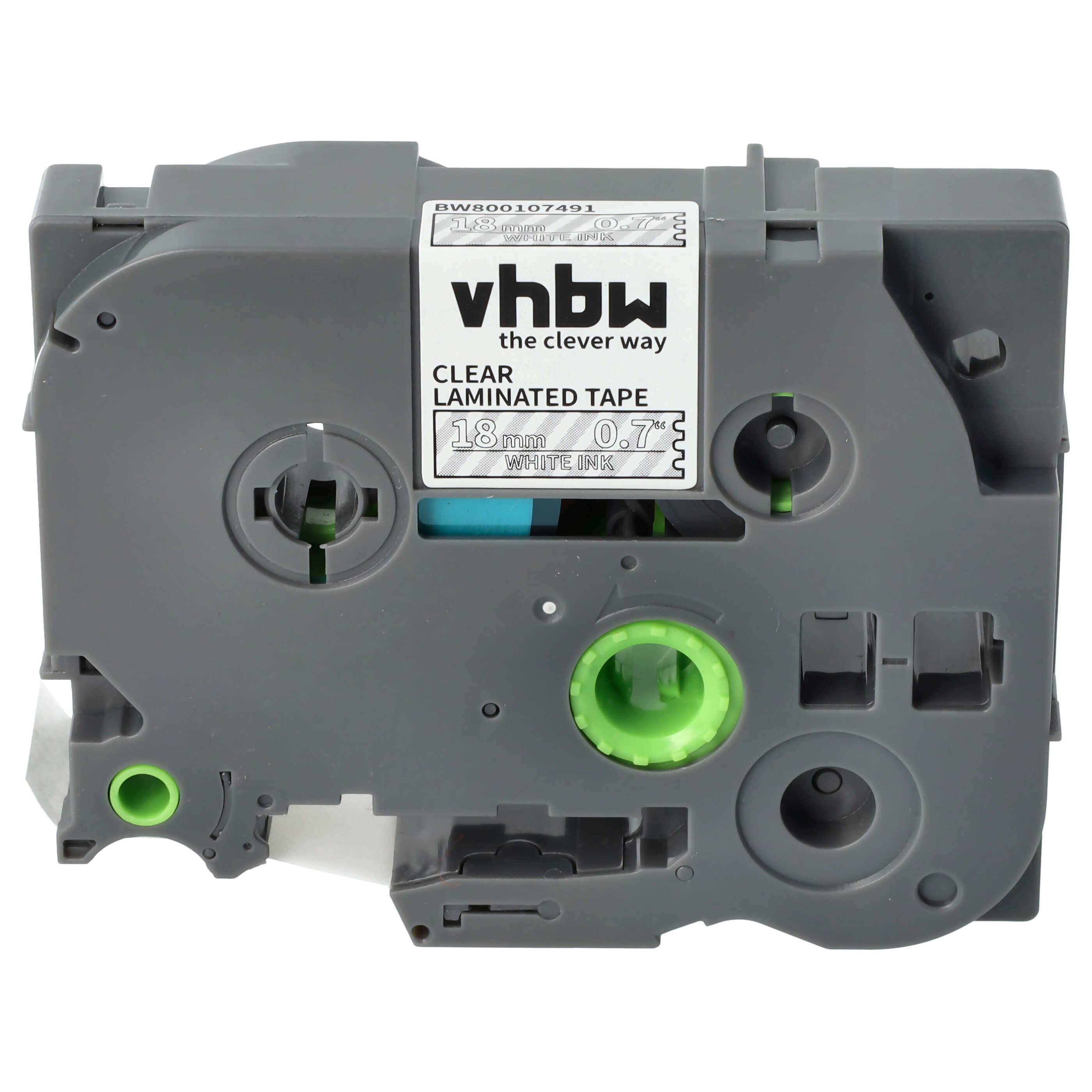 vhbw Schriftband-Kassette Ersatz für Brother TZ-145, TZE-145 für Etiketten-Drucker 8m x 18mm Weiß auf Transparent