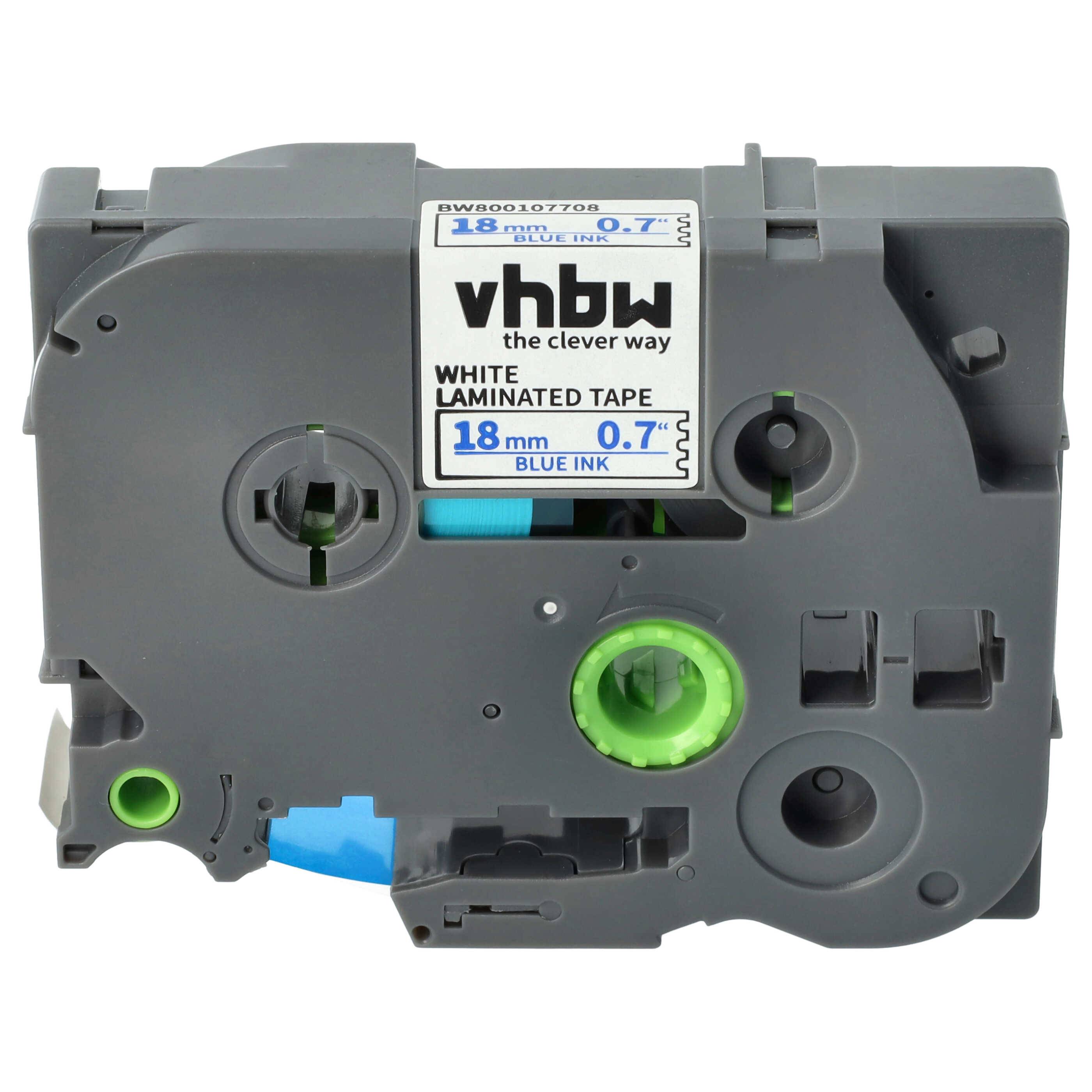 vhbw Schriftband-Kassette Ersatz für Brother TZE-243, TZ-243 für Etiketten-Drucker 8m x 18mm Blau auf Weiß