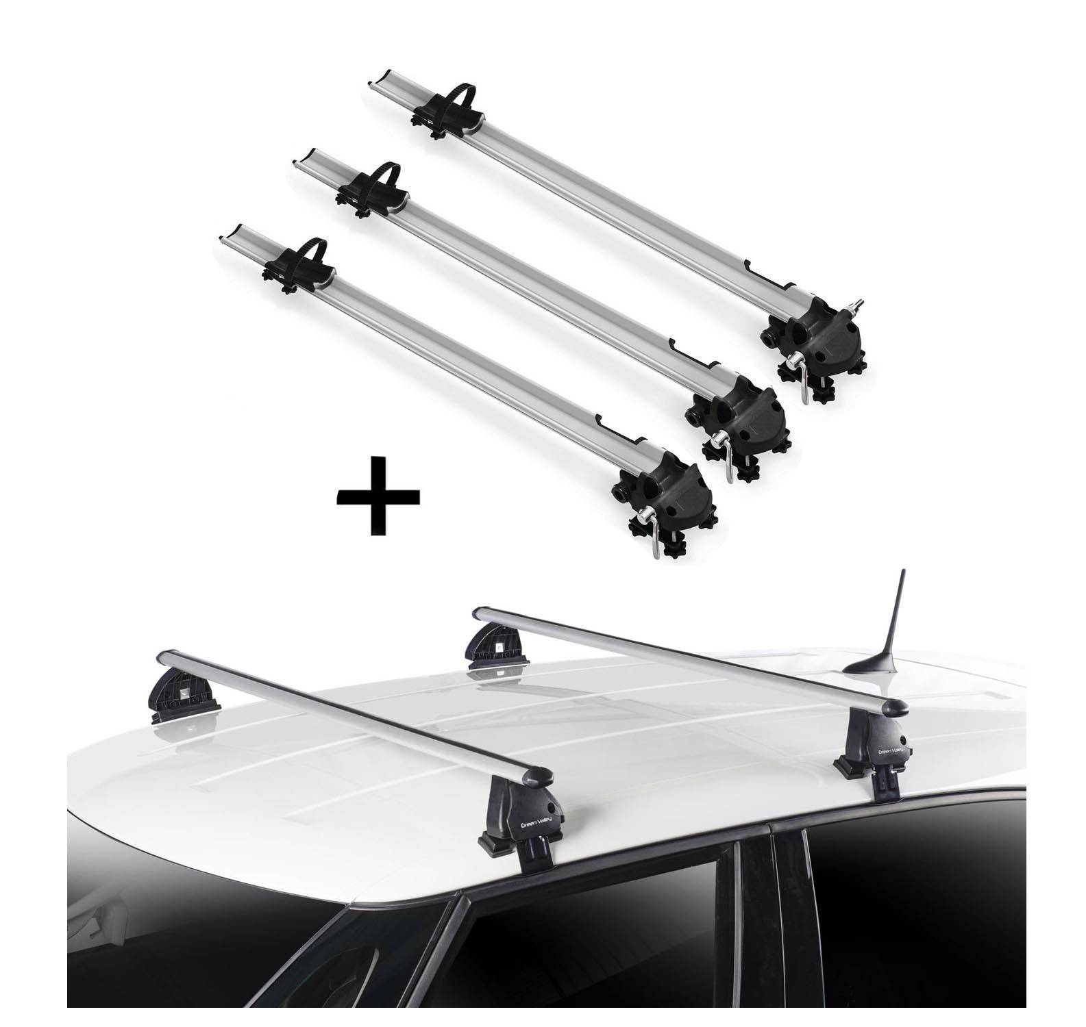 3x Fahrradträger Bike Pro + Dachträger VDP EVO ALU kompatibel mit für Audi A1 Sportback (8X) 5 Türer 2011-2018