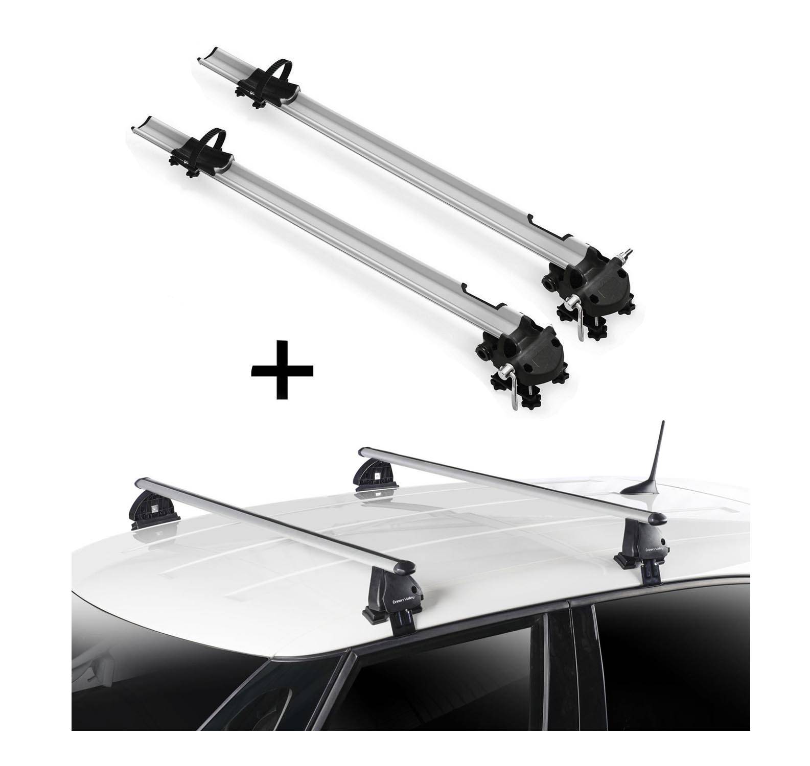 2x Fahrradträger Bike Pro + Dachträger VDP EVO ALU kompatibel mit für Hyundai i10 (PA) 5 Türer 2007-2013