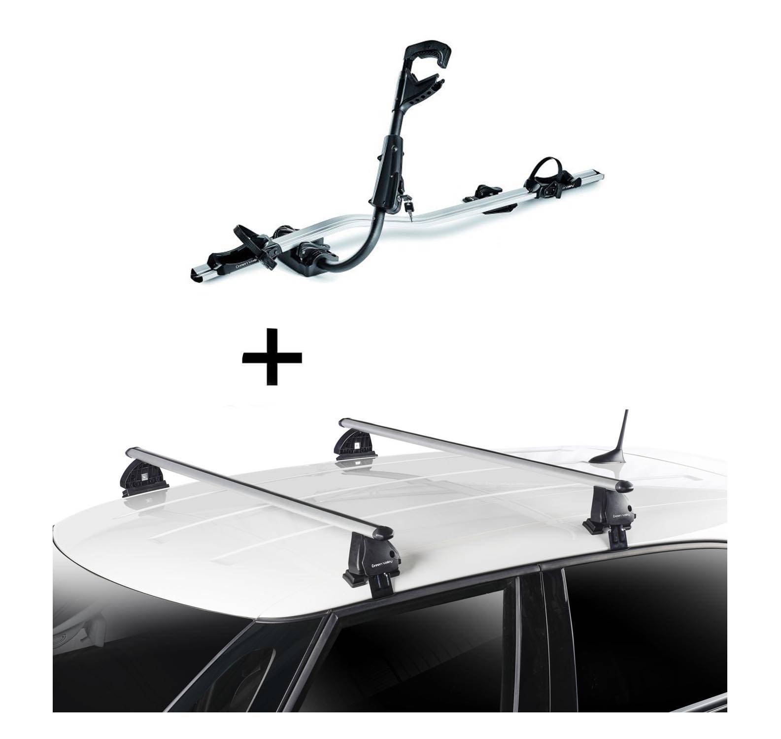 1x Fast Rider Alu Fahrradträger + Dachträger VDP EVO ALU kompatibel mit für Peugeot 108 5 Türer ab 2014