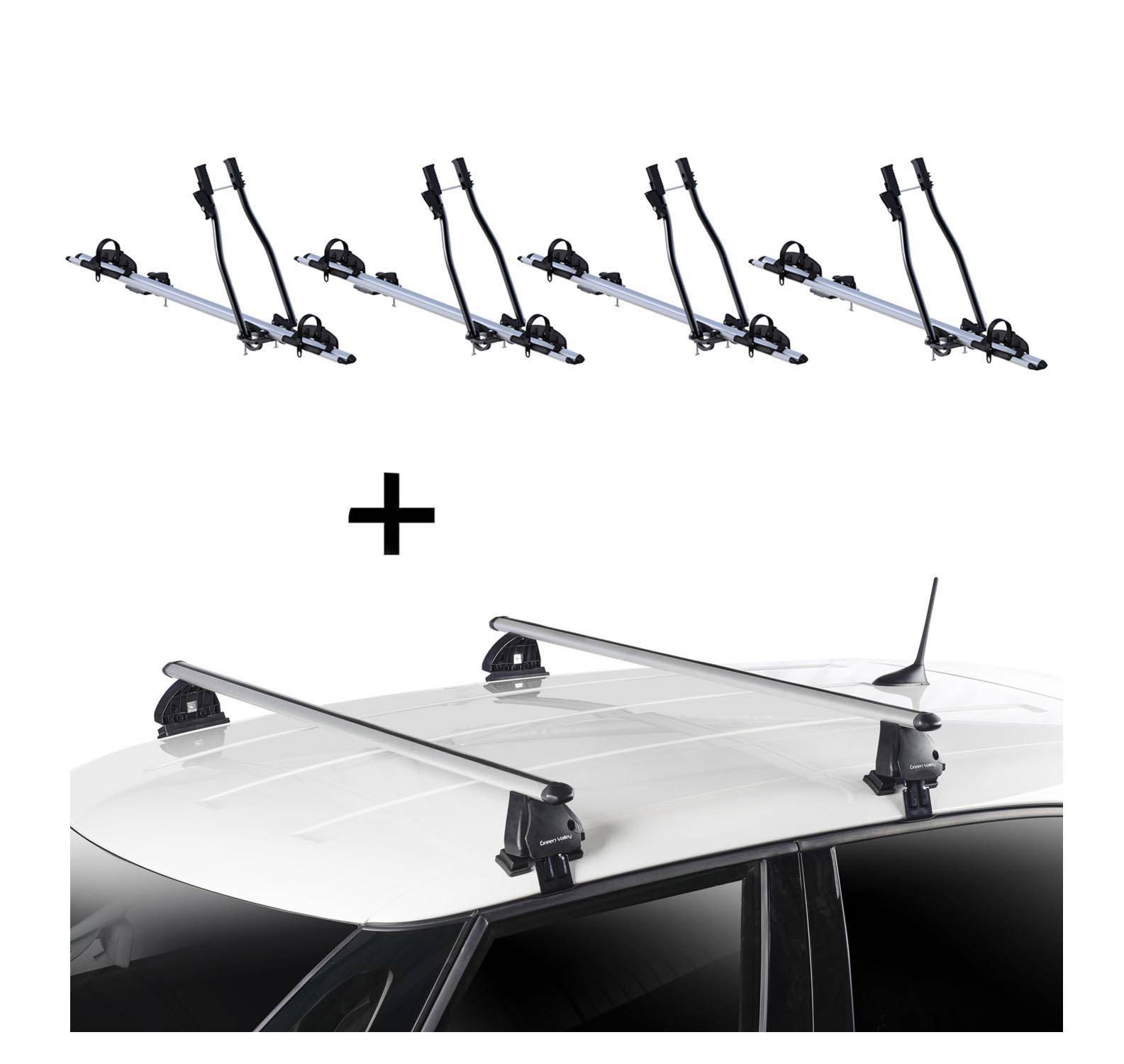 4x Fahrradträger SAGITTAR + Dachträger VDP EVO ALU kompatibel mit für Kia Picanto (TA) 5 Türer 2011-2017