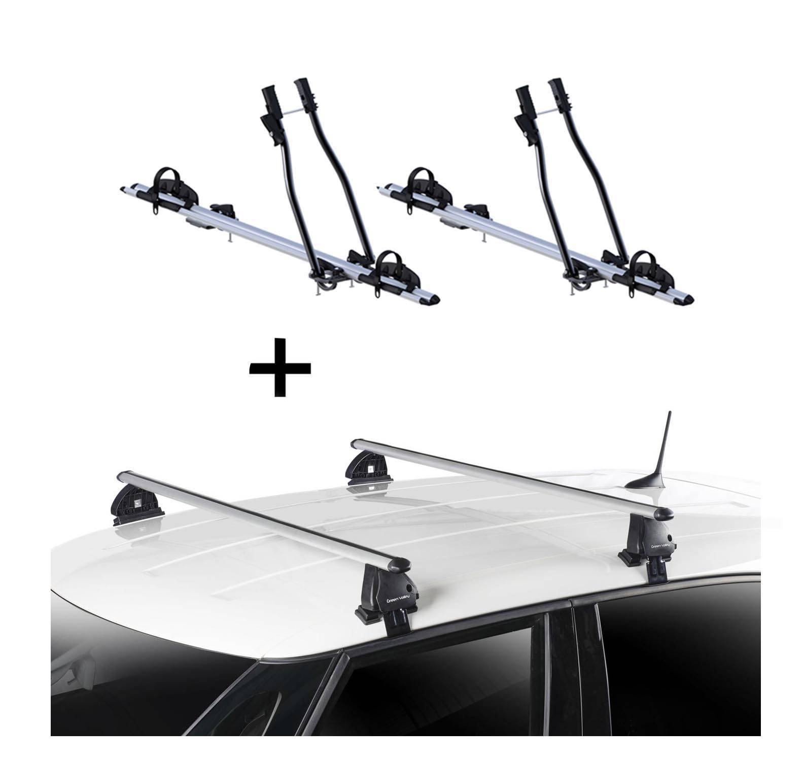 2x Fahrradträger SAGITTAR + Dachträger VDP EVO ALU kompatibel mit für Renault Captur 5 Türer 2013-2019