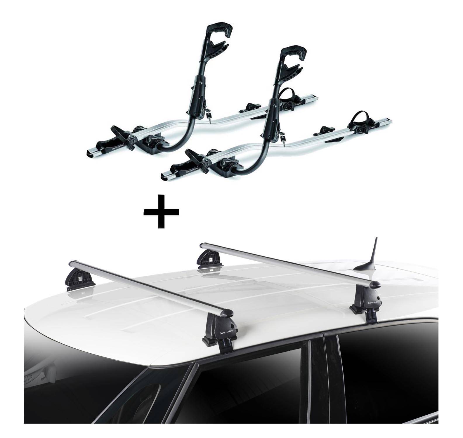 2x Fast Rider Alu Fahrradträger + Dachträger VDP EVO ALU kompatibel mit für Fiat Seicento 3 Türer 1998-2010