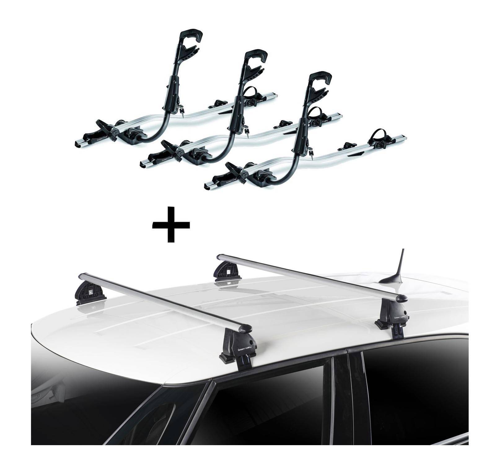 3x Fast Rider Alu Fahrradträger + Dachträger VDP EVO ALU kompatibel mit für Citroen C3 III 5 Türer ab 2017