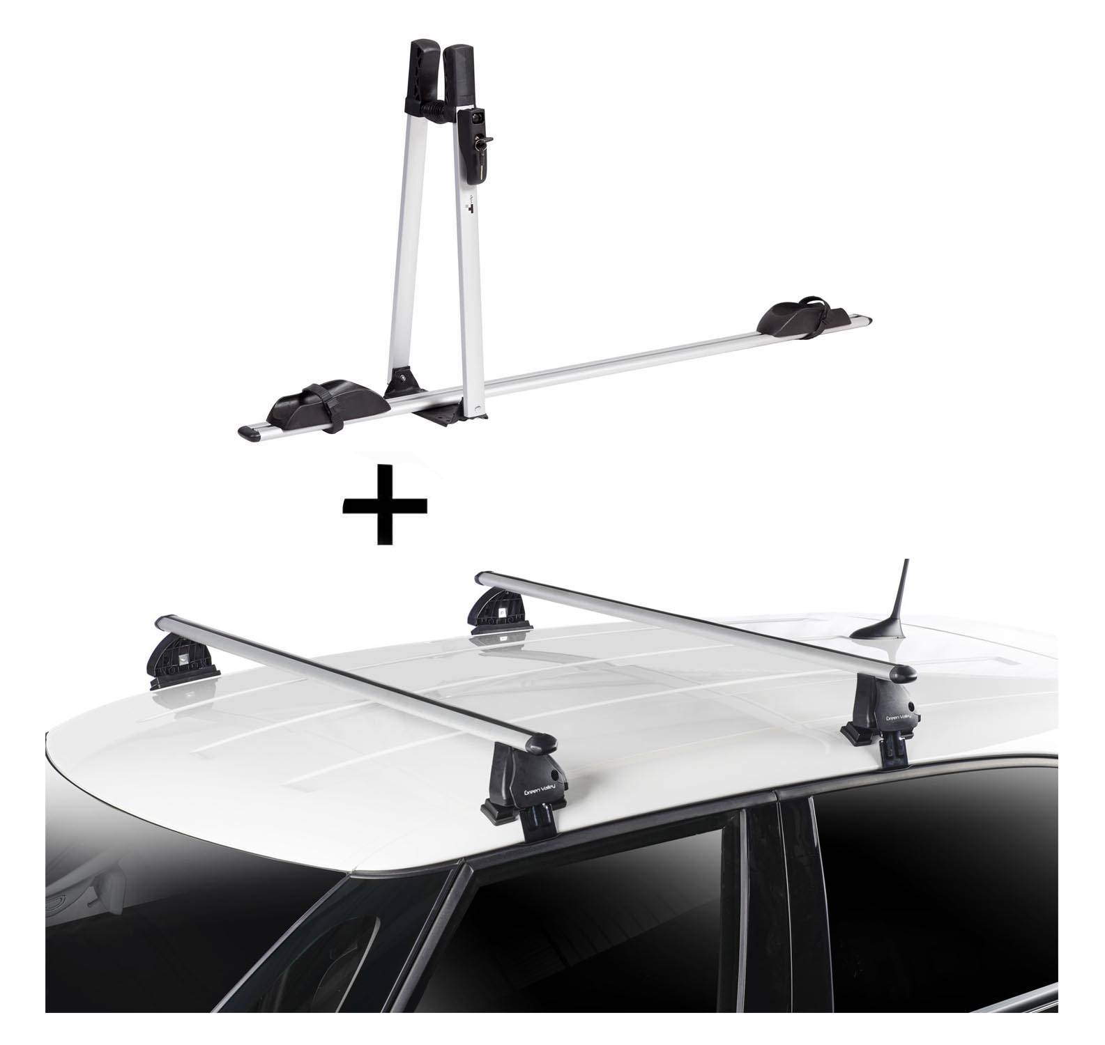 1x VDP Fahrradträger ALU Premium + Dachträger VDP EVO ALU kompatibel mit Abarth 500 3 Türer ab 2007