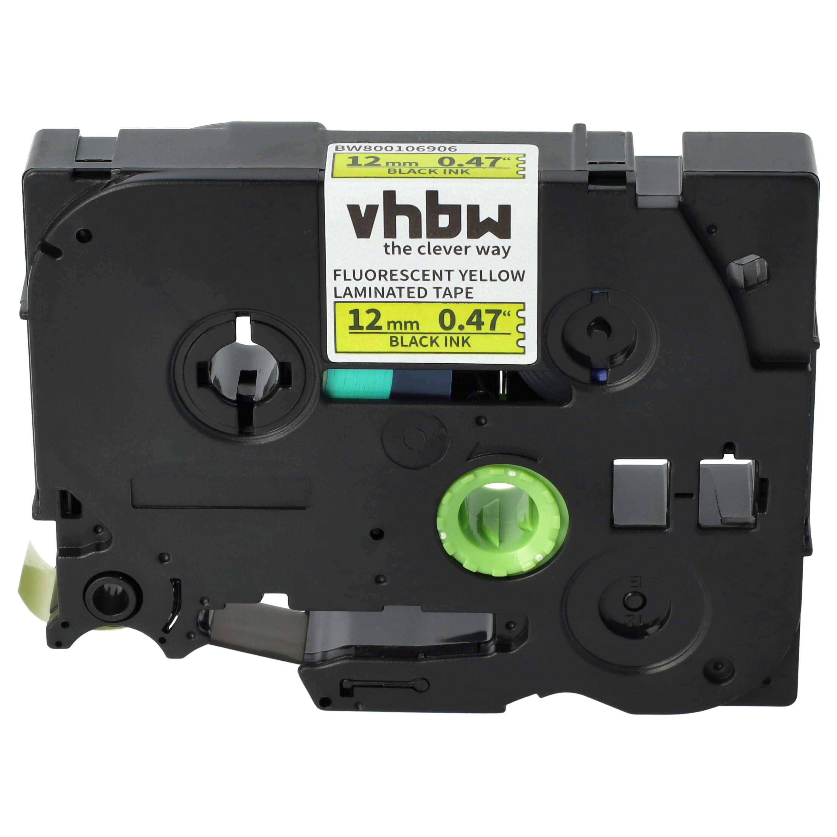 vhbw Schriftband-Kassette Ersatz für Brother TZ-C31, TZE-C31 für Etiketten-Drucker 8m x 12mm Schwarz auf Neon-Gelb