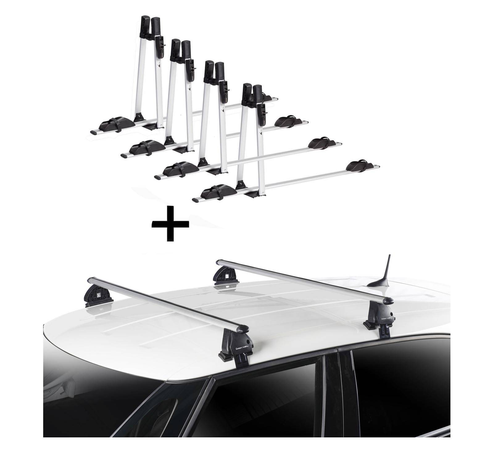 4x VDP Fahrradträger ALU Premium + Dachträger VDP EVO ALU kompatibel mit für Citroen Xsara 5 Türer 1997-2004