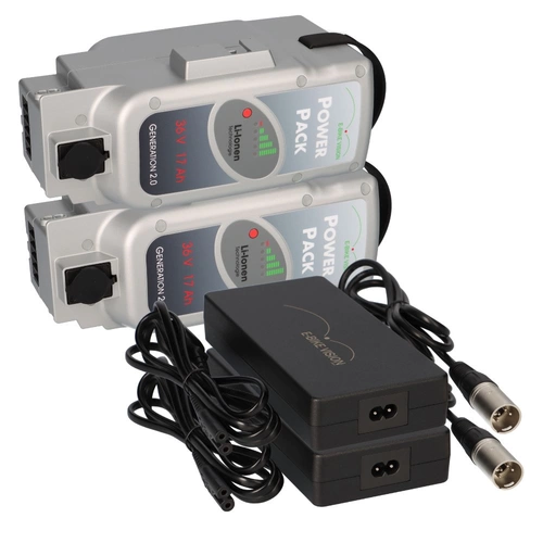 SET E-BIKE VISION Power Pack Ersatzakkus für Panasonic Deluxe-Antriebssystem 2x 36V 17Ah 612 Wh + 2x 4A Lader SET E-BIKE VISION Power Pack Ersatzakkus für Panasonic Deluxe-Antriebssystem 2x 36V 17Ah 612 Wh + 2x 4A Lader