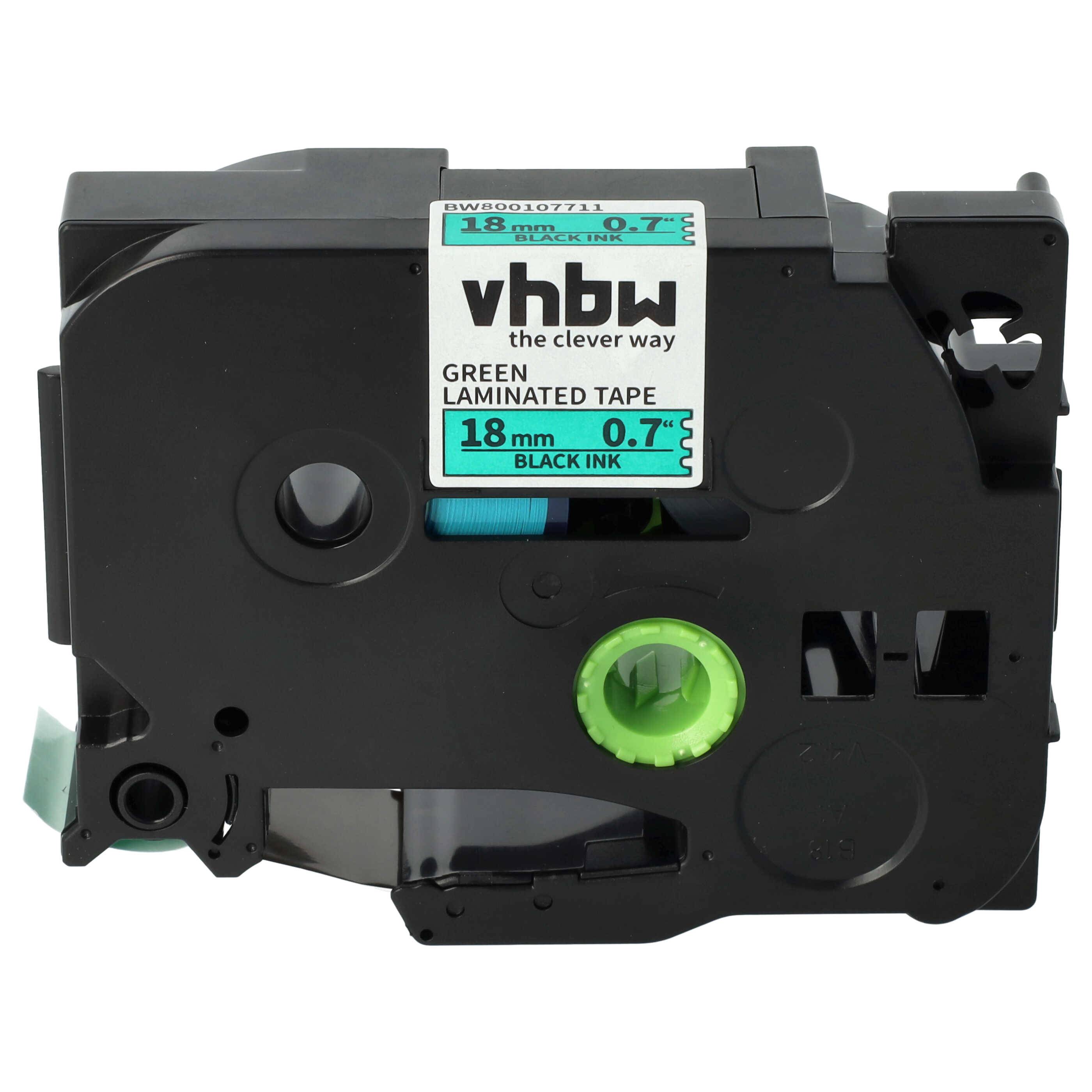 vhbw Schriftband-Kassette kompatibel mit Brother PT H 500 Li | P 700, 9700 PC, 9800 PCN, E 500 VP, H 500 Etiketten-Drucker 8m x 18mm Schwarz au