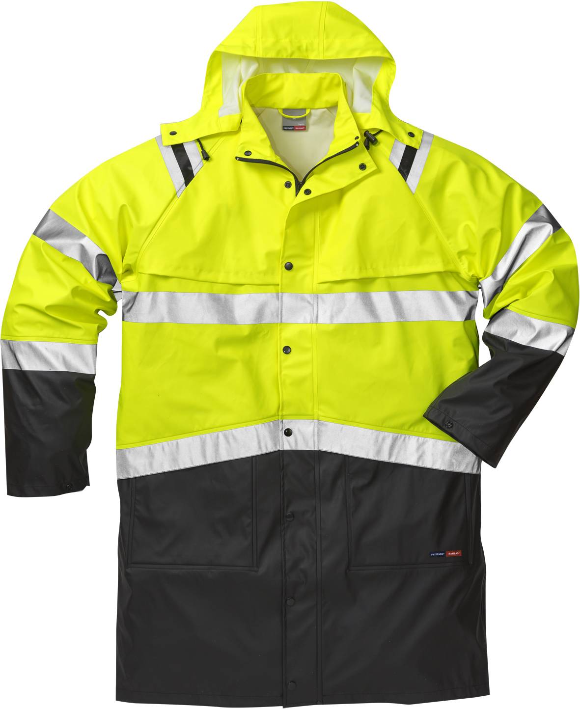 HI-VIS Regenmantel Gr. L Warnschutz gelb/schwarz, 100% Polyester ca. 170 g/m²