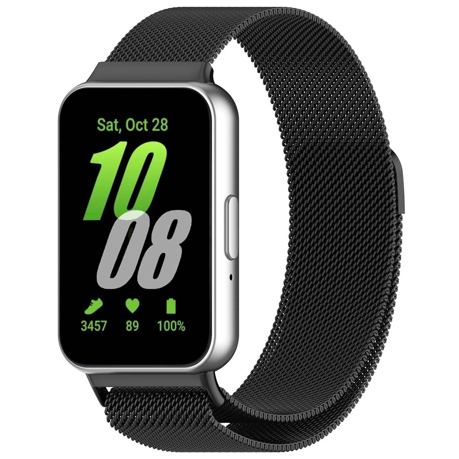 Für Samsung Galaxy Fit 3 Metall Stahl Mesh Armband mit Magnetverschluss Schwarz