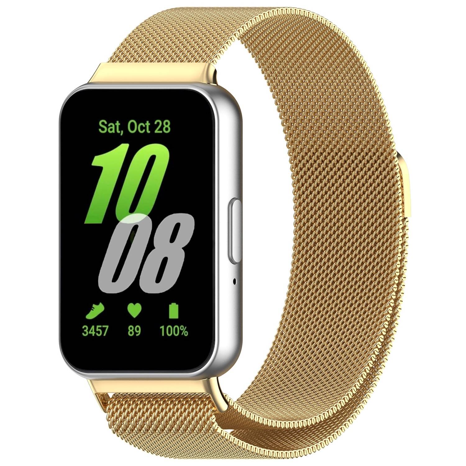 Für Samsung Galaxy Fit 3 Metall Stahl Mesh Armband mit Magnetverschluss Gold