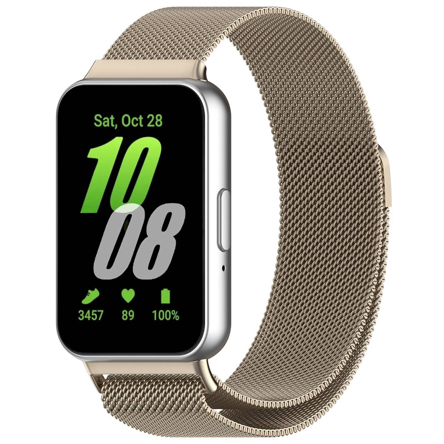 Für Samsung Galaxy Fit 3 Metall Stahl Mesh Armband mit Magnetverschluss Beige