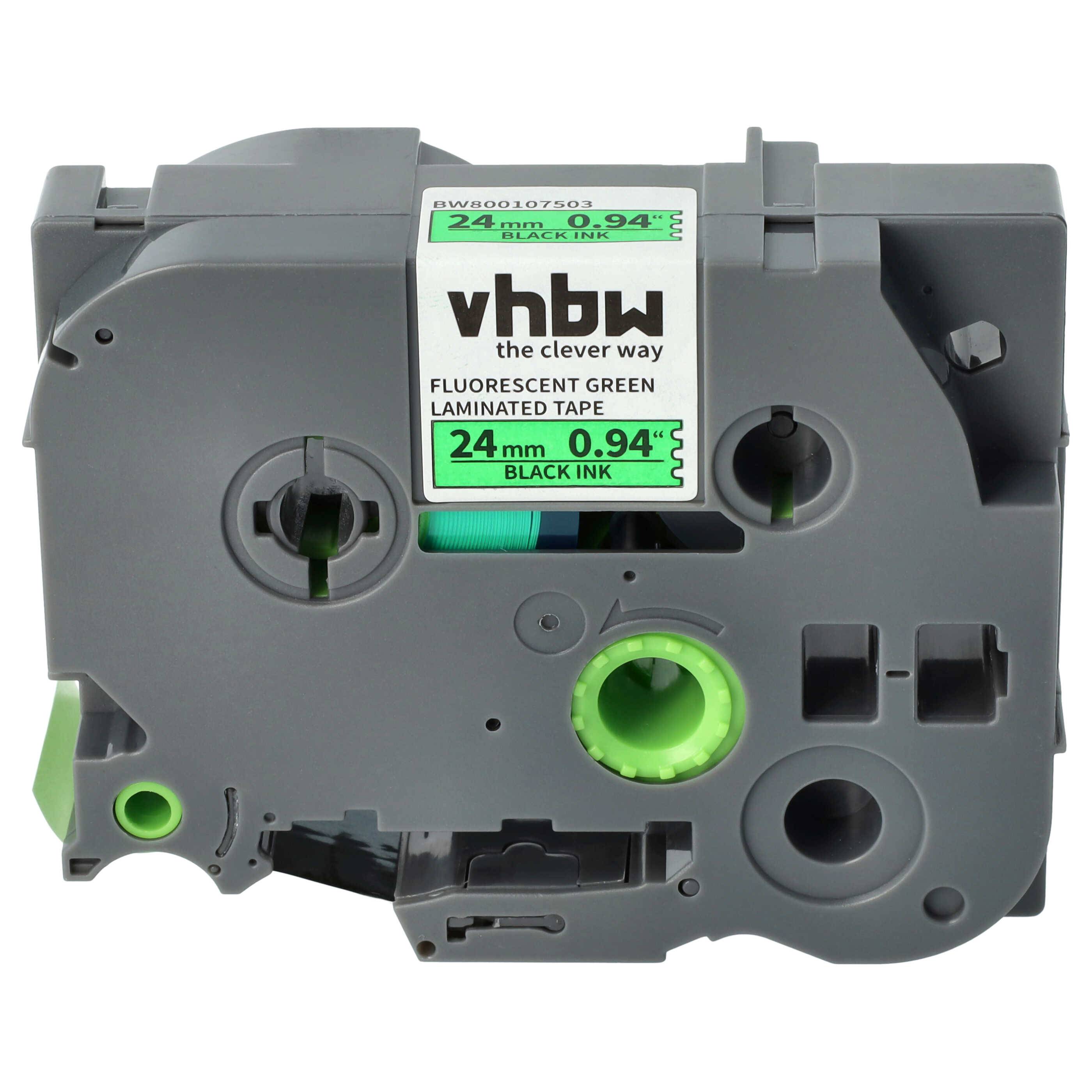 vhbw Schriftband-Kassette Ersatz für Brother TZE-D51, TZ-D51 für Etiketten-Drucker 8m x 24mm Schwarz auf Neon-Grün