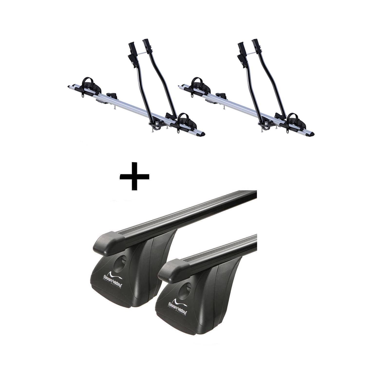 2x Fahrradträger SAGITTAR + Dachträger VDP Stahl kompatibel mit für Alfa Romeo Giulietta 5 Türer ab 2010