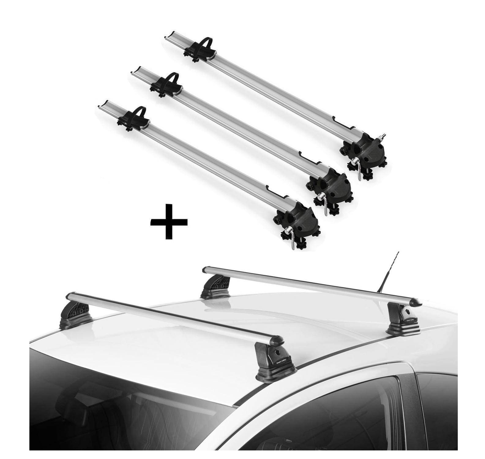 3x Fahrradträger Bike Pro + Dachträger VDP EVO ALU kompatibel mit für Mazda 3 (BK) 4-5 Türer 2004-2009